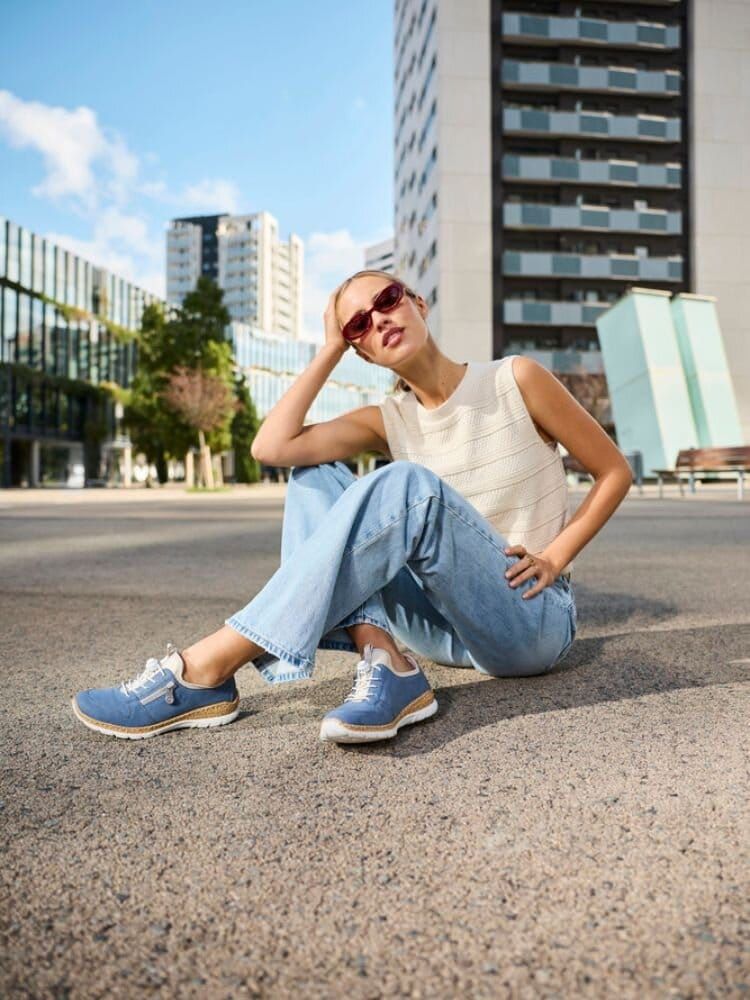 Rieker - Blå sneakers i skinnimitation