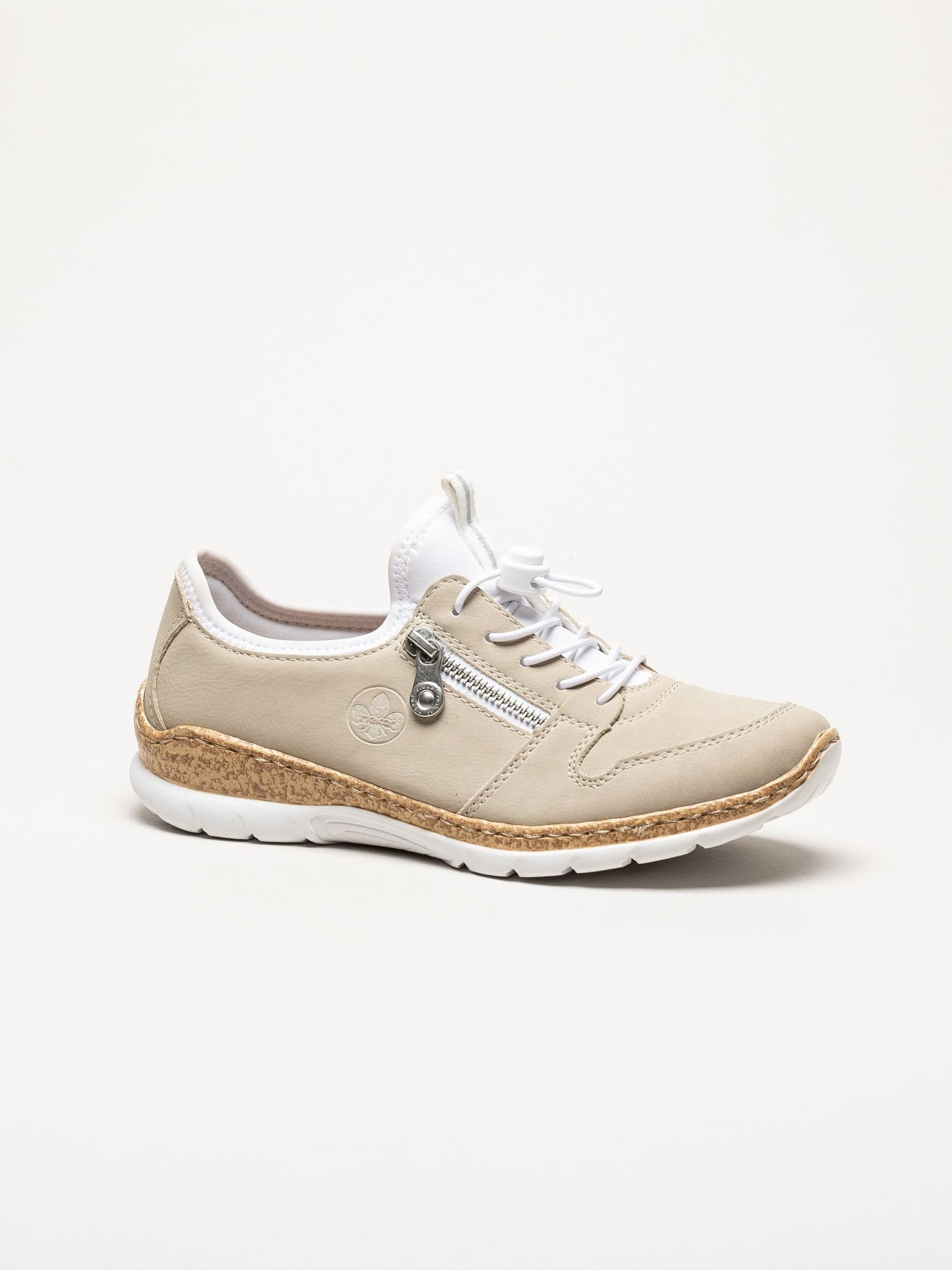 Rieker - Beige sneakers i skinnimitation