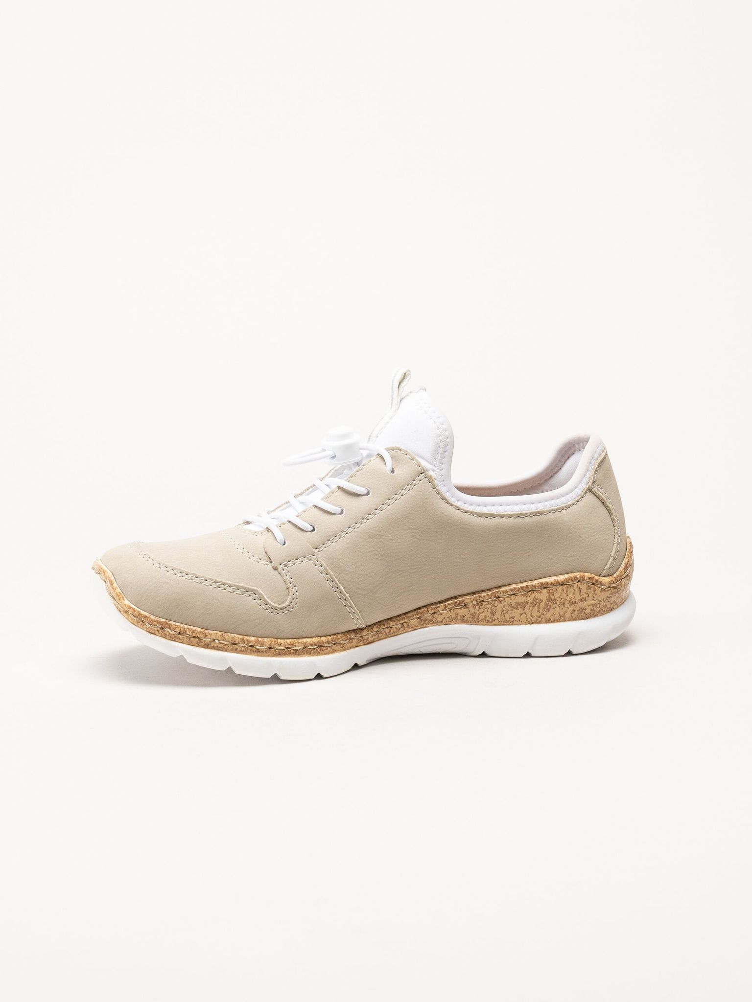 Rieker - Beige sneakers i skinnimitation