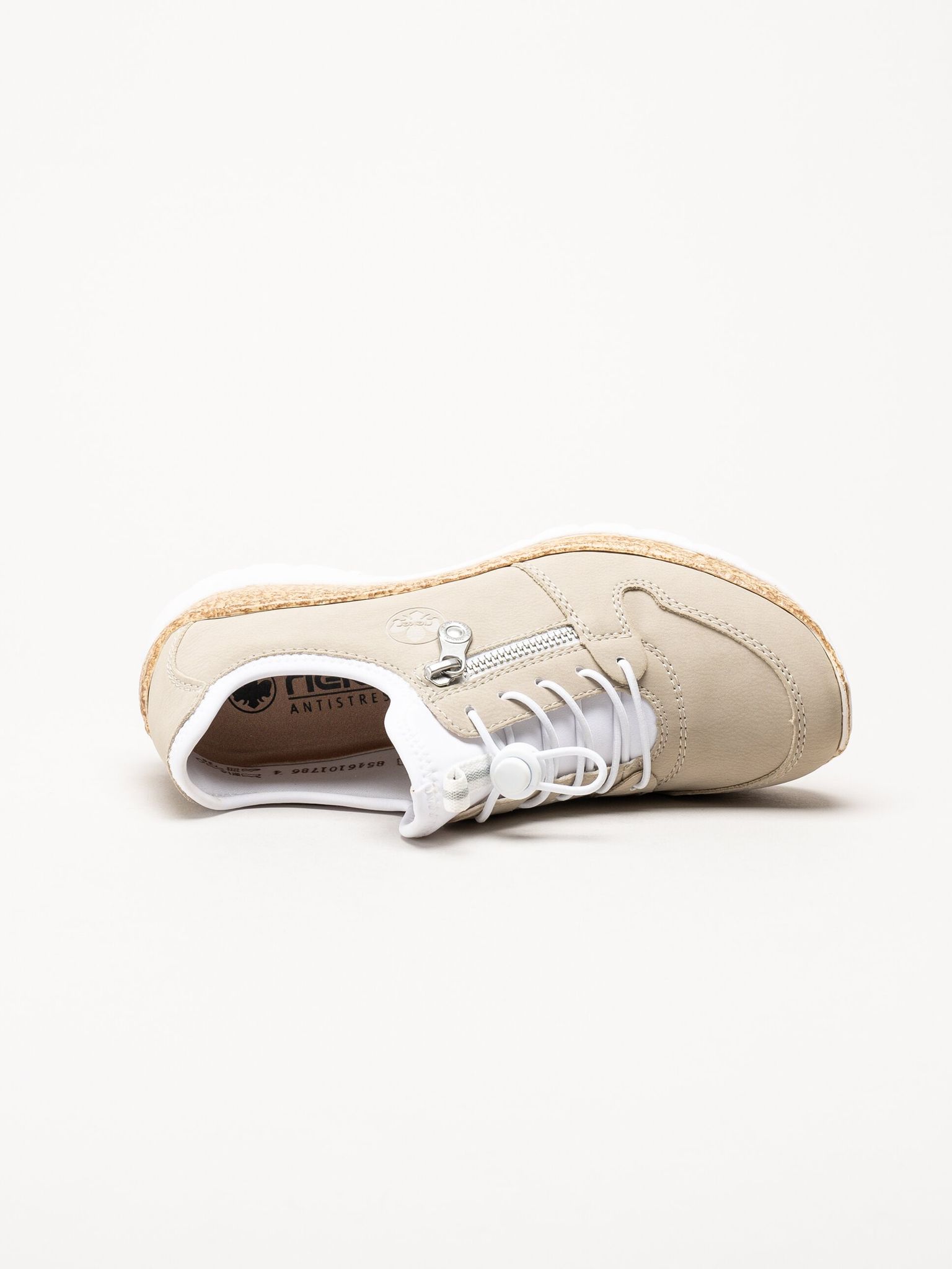 Rieker - Beige sneakers i skinnimitation