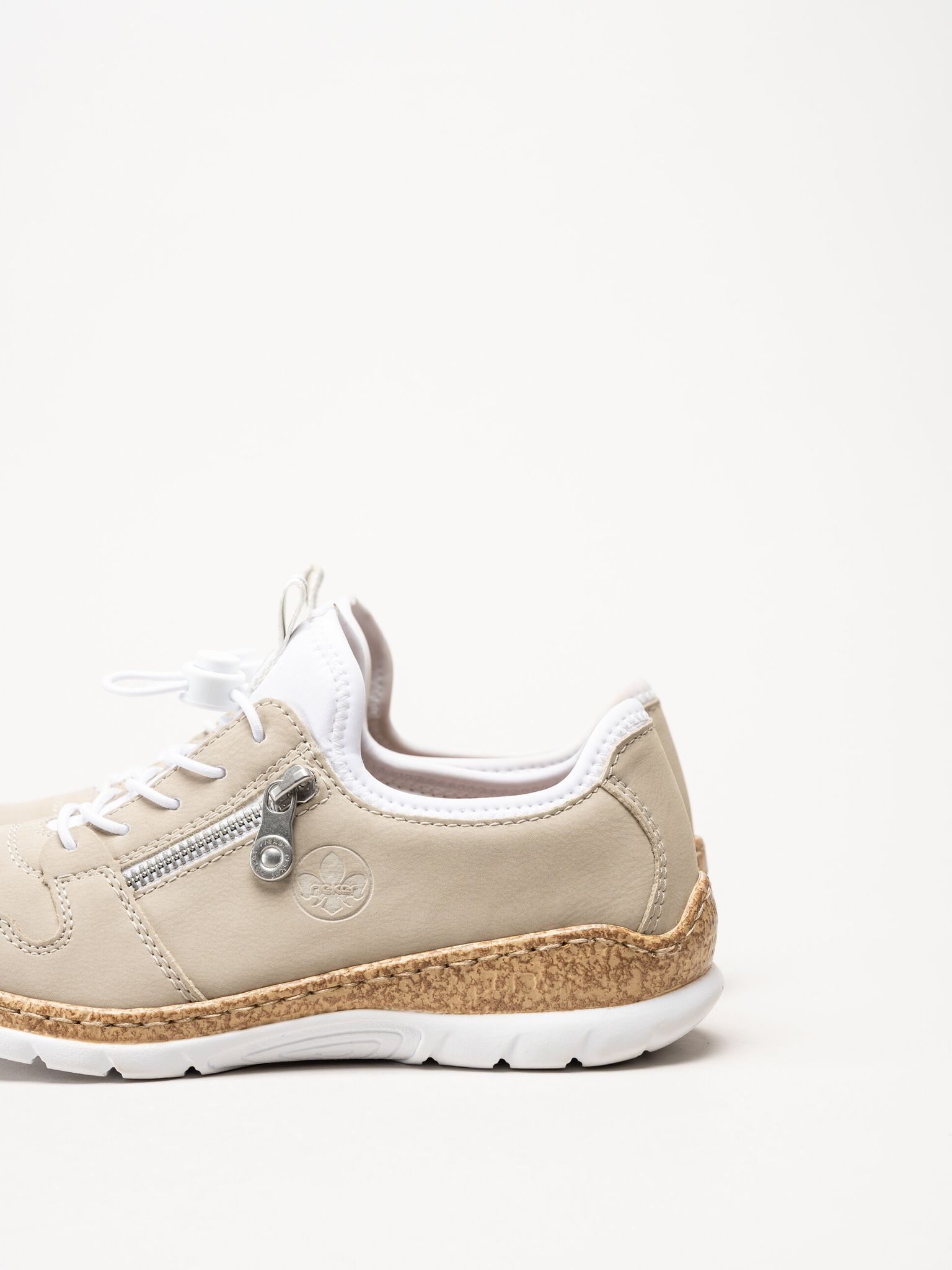 Rieker - Beige sneakers i skinnimitation