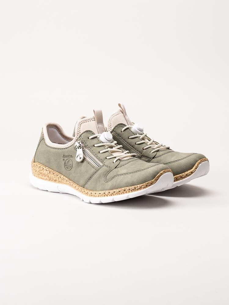 Rieker - Gröna sneakers i skinnimitation