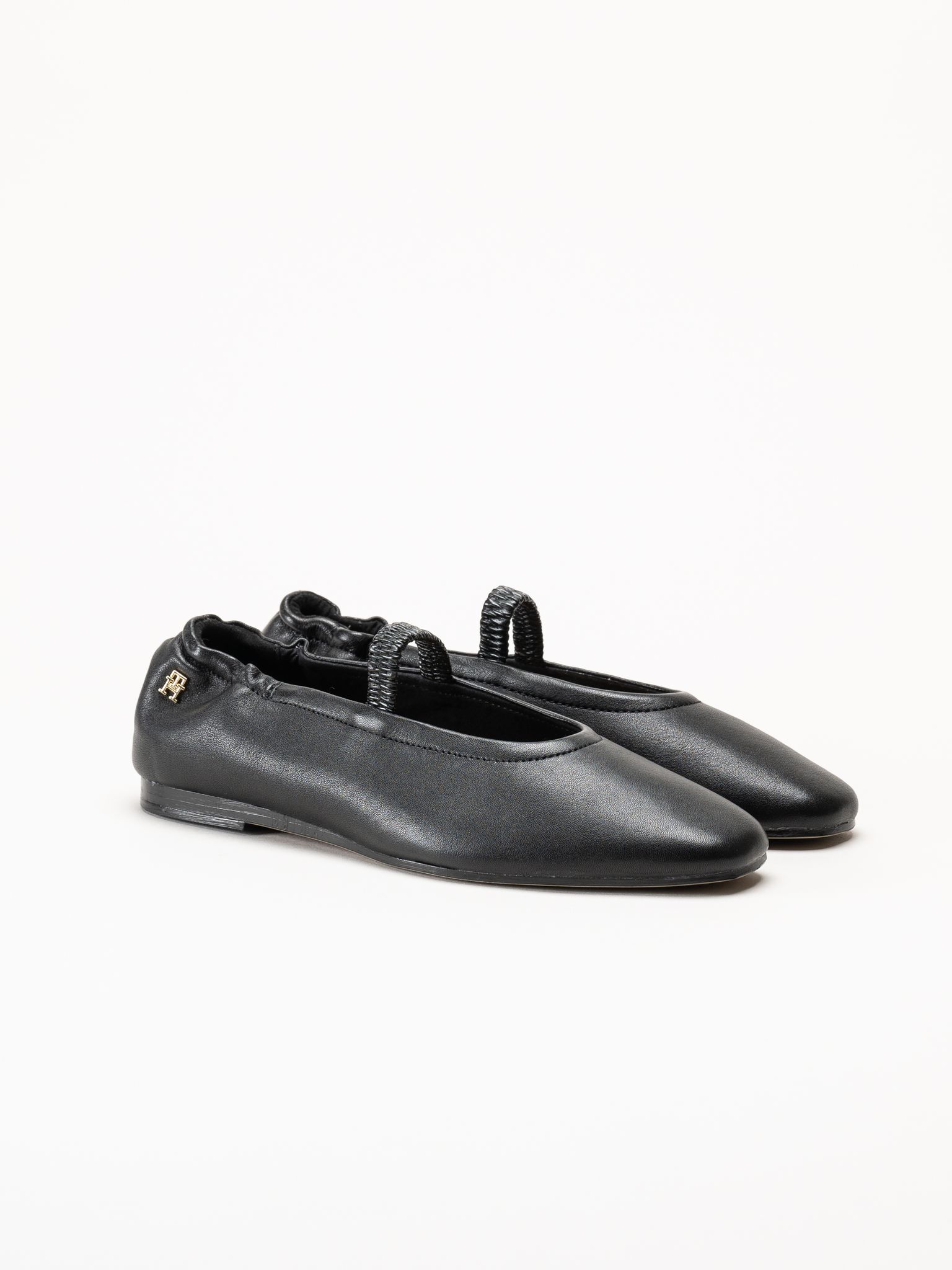 Tommy Hilfiger - Leather Ellastic - Svarta ballerinaskor i skinn