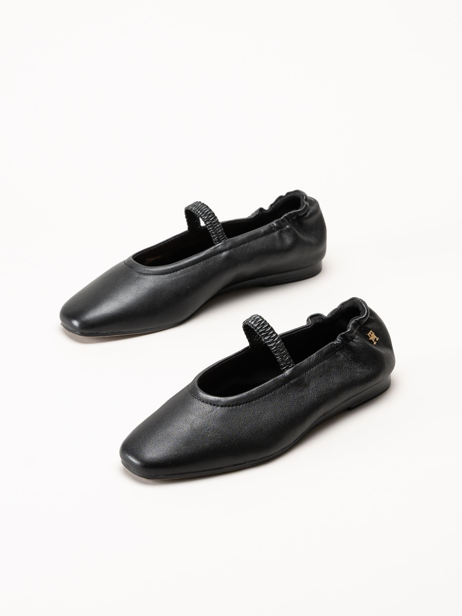 Tommy Hilfiger - Leather Ellastic - Svarta ballerinaskor i skinn