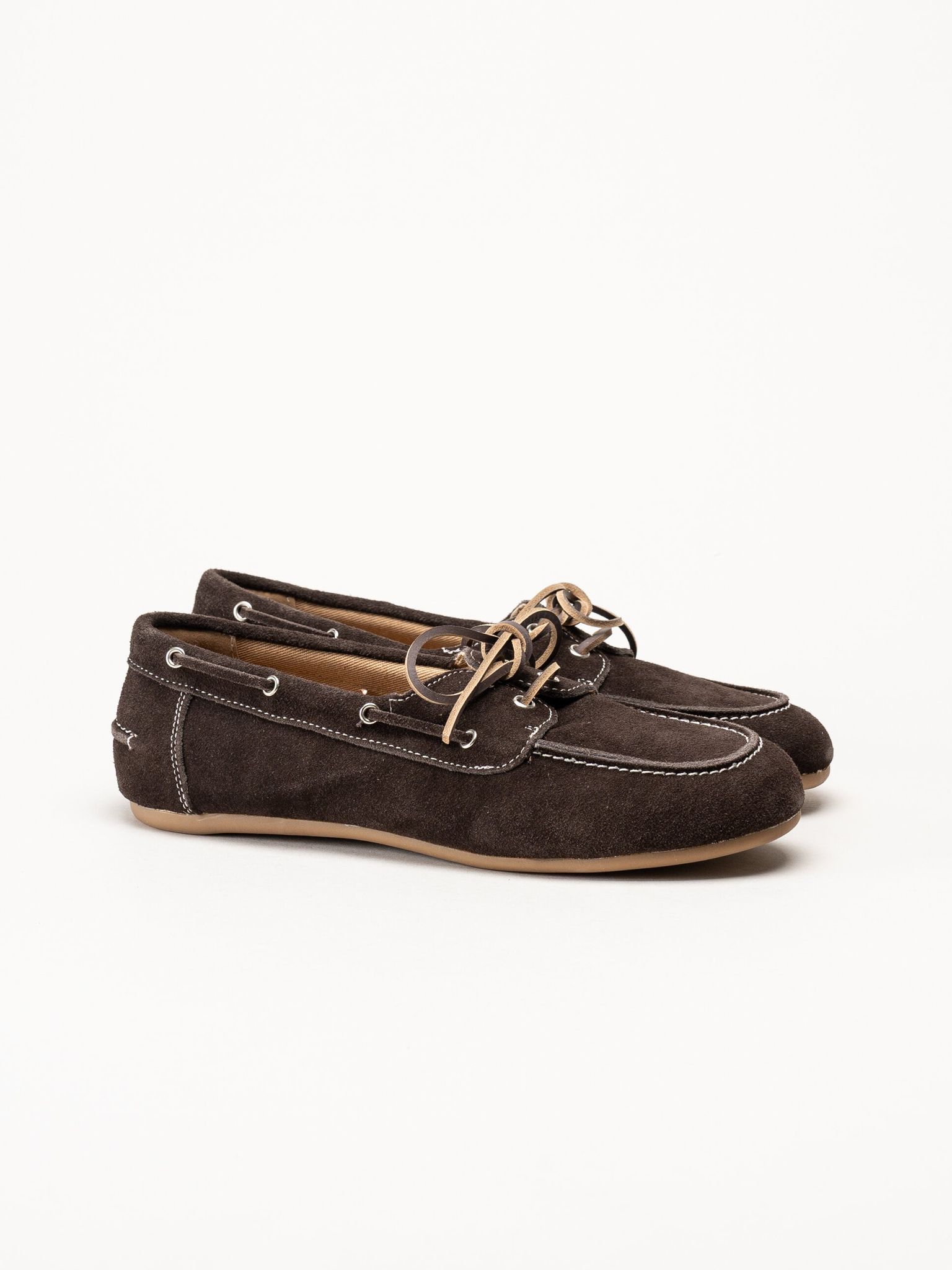 Duffy - Maucini Due - Mörkbruna loafers i mocka
