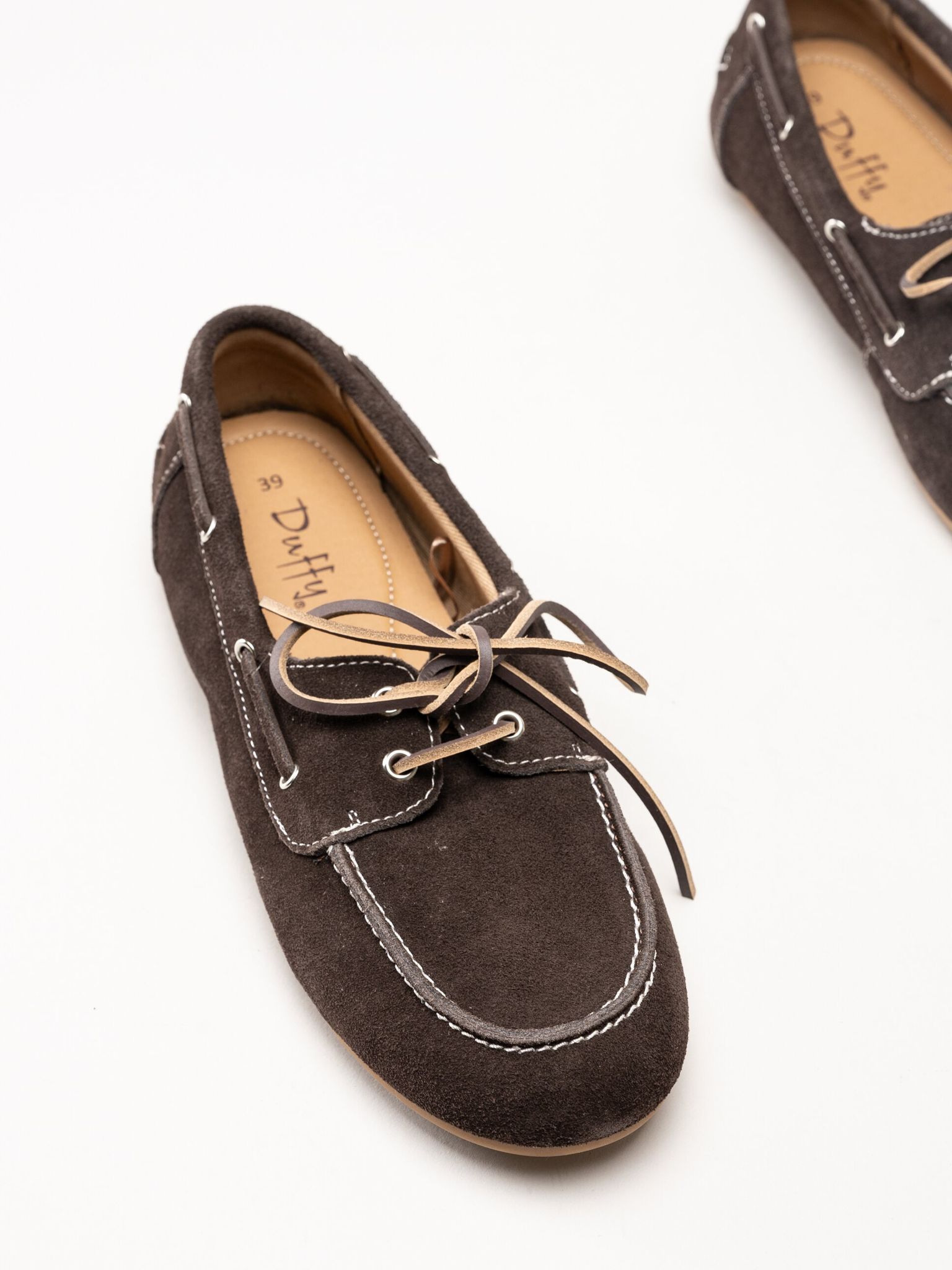 Duffy - Maucini Due - Mörkbruna loafers i mocka