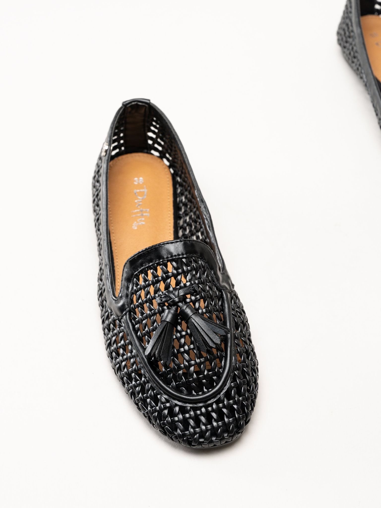 Duffy - Svarta flätade loafers