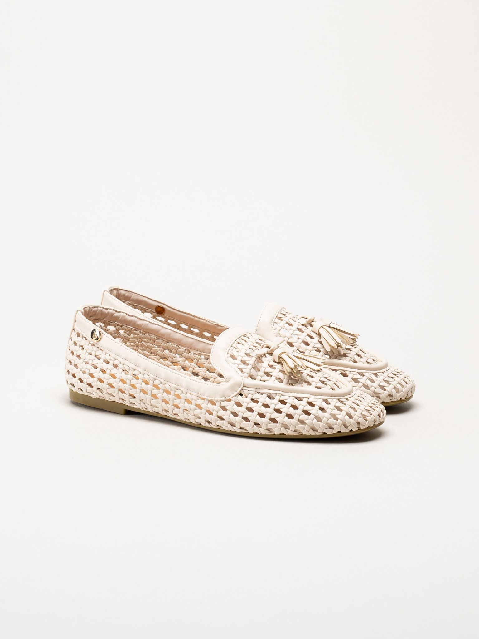 Duffy - Beige flätad loafers