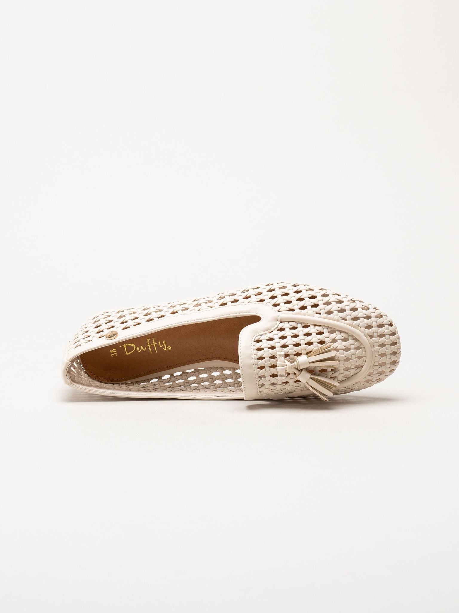 Duffy - Beige flätad loafers