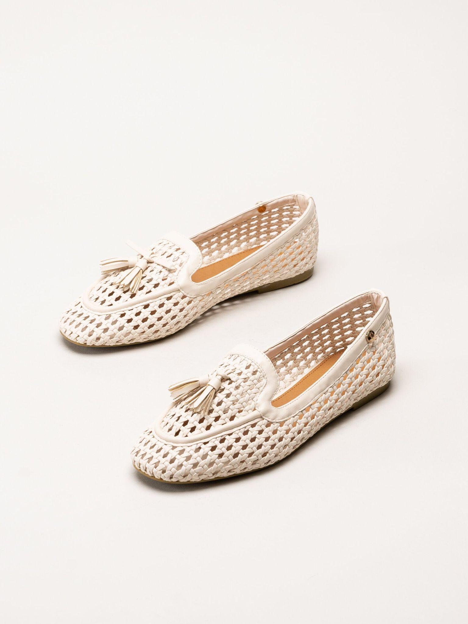 Duffy - Beige flätad loafers