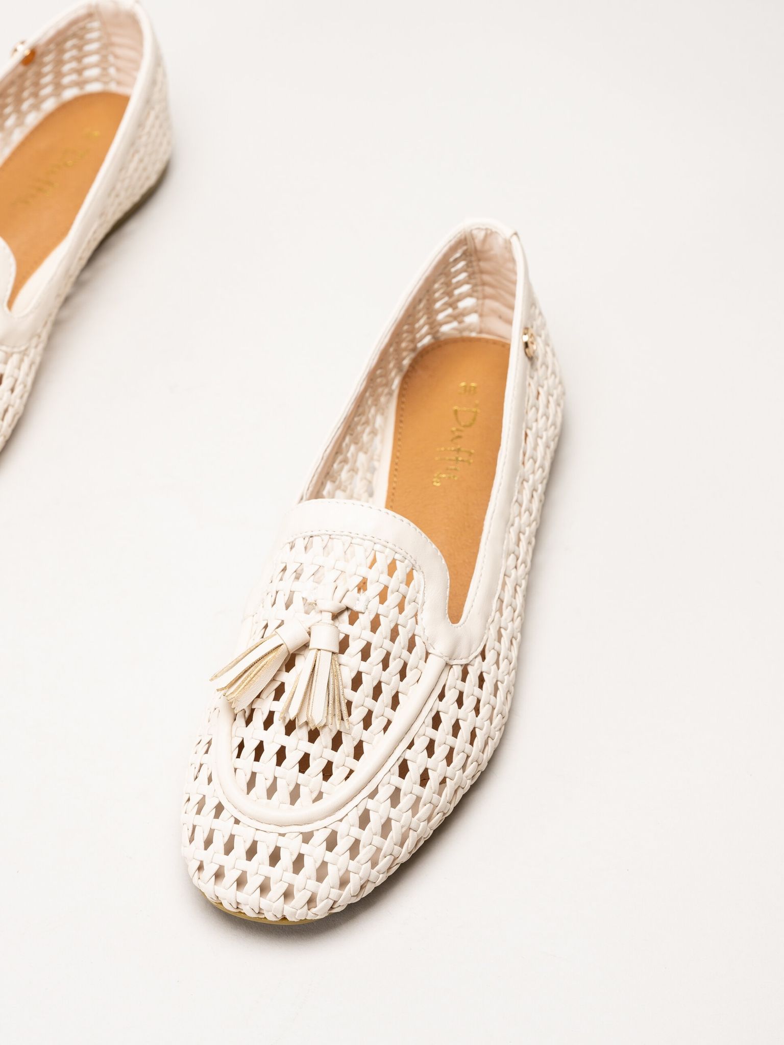 Duffy - Beige flätad loafers