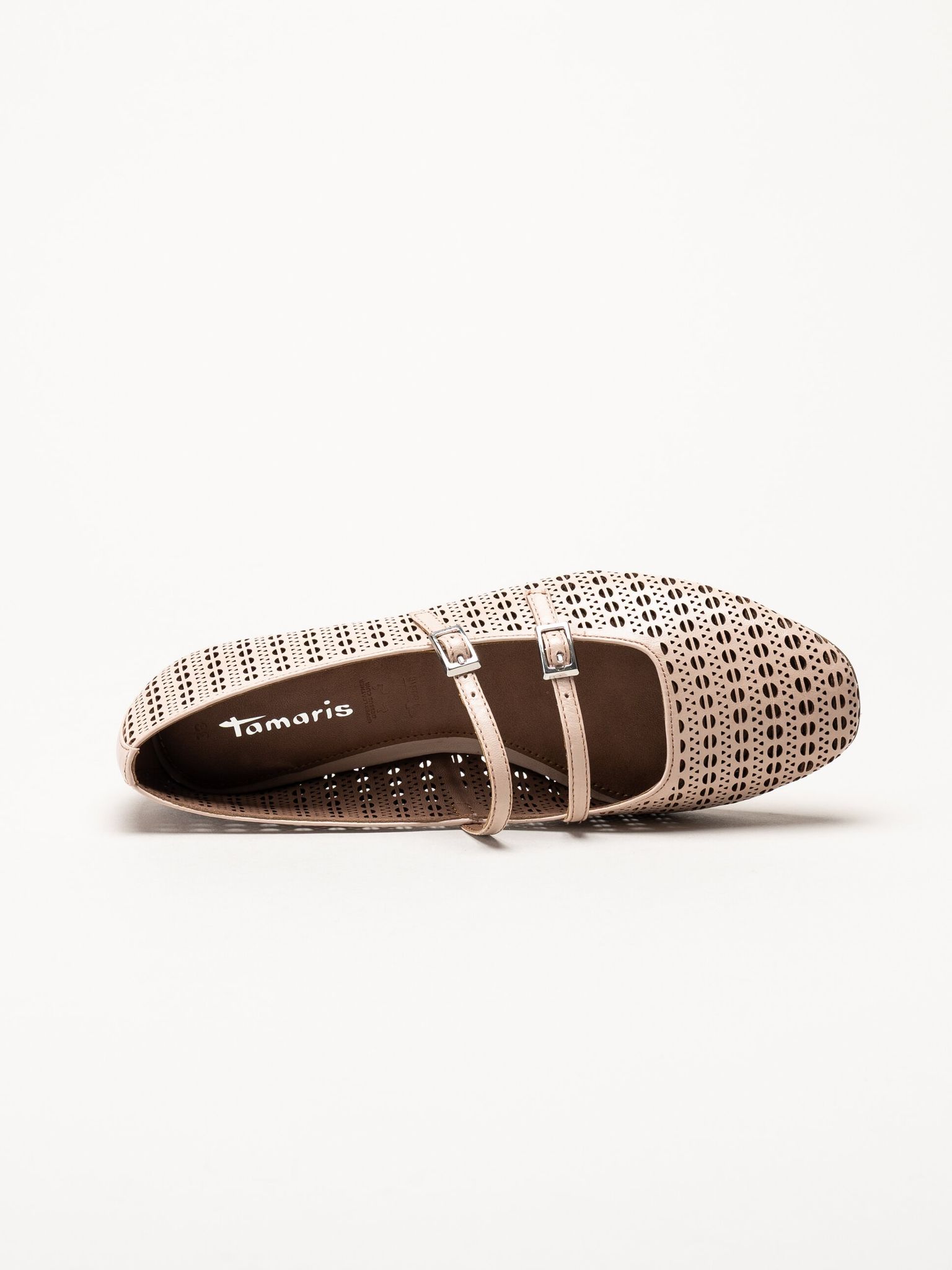 Tamaris - Rosa ballerinaskor i skinn