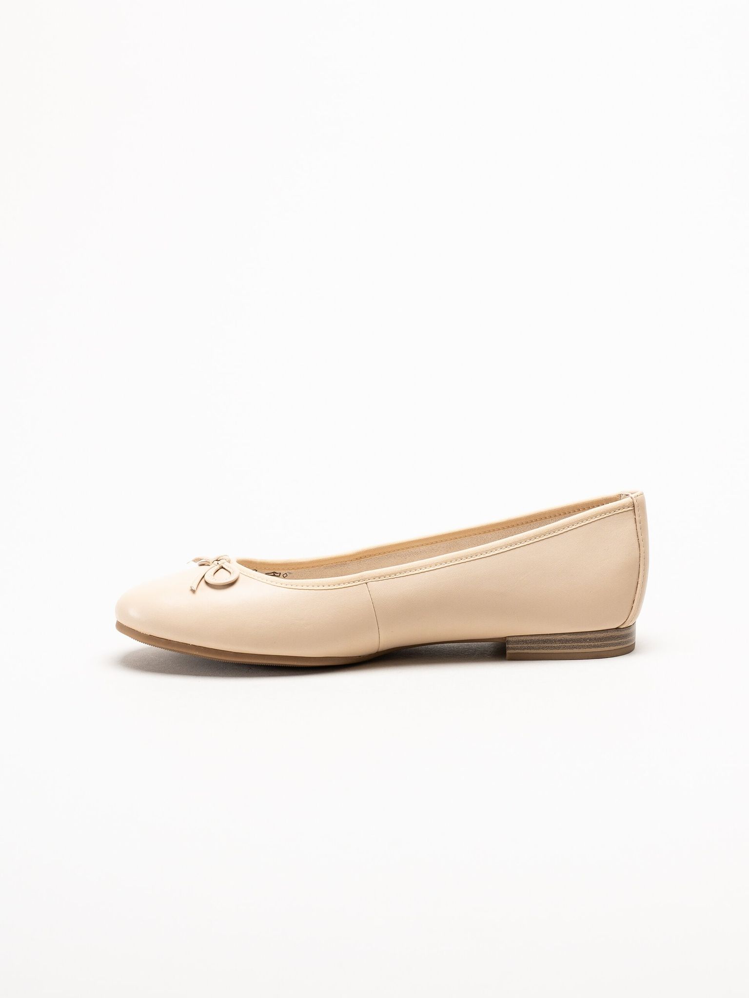 Tamaris - Beige ballerinaskor i skinn