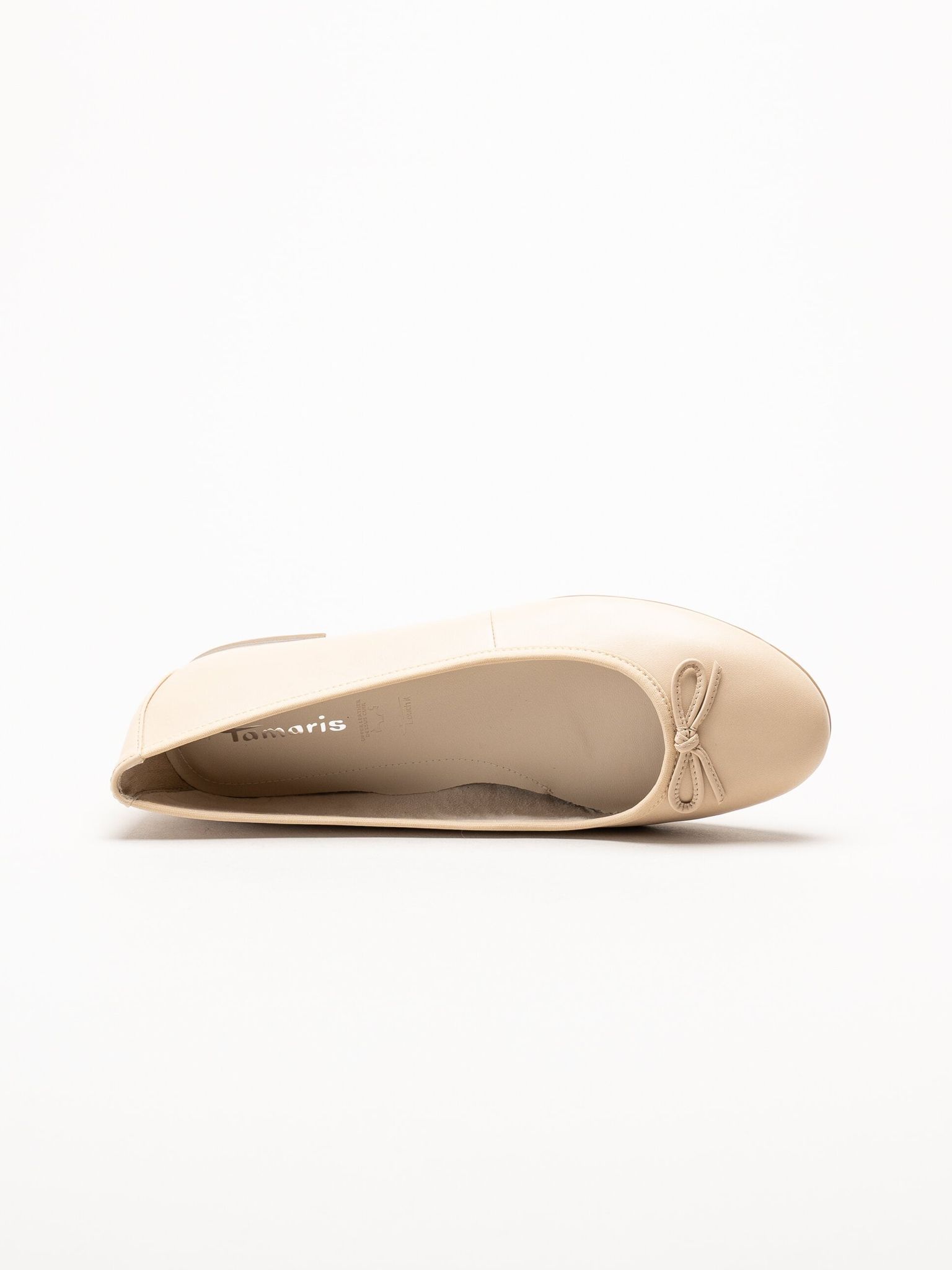Tamaris - Beige ballerinaskor i skinn
