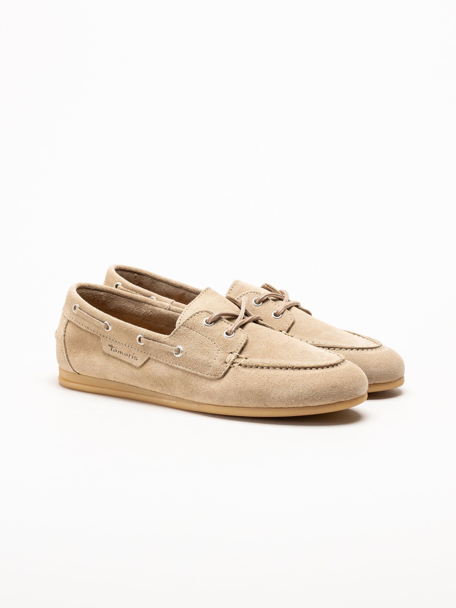 Tamaris - Beige loafers i mocka