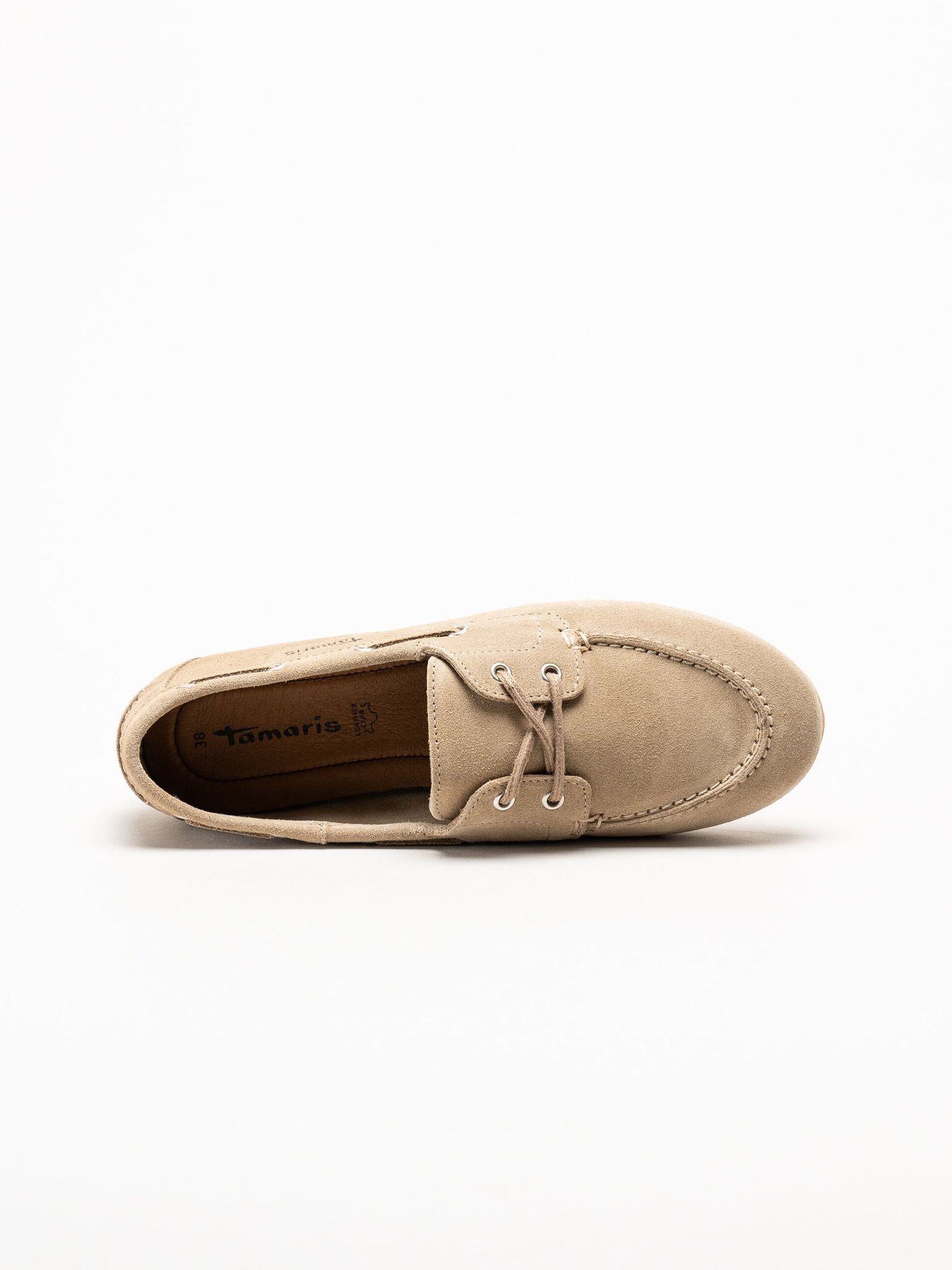 Tamaris - Beige loafers i mocka