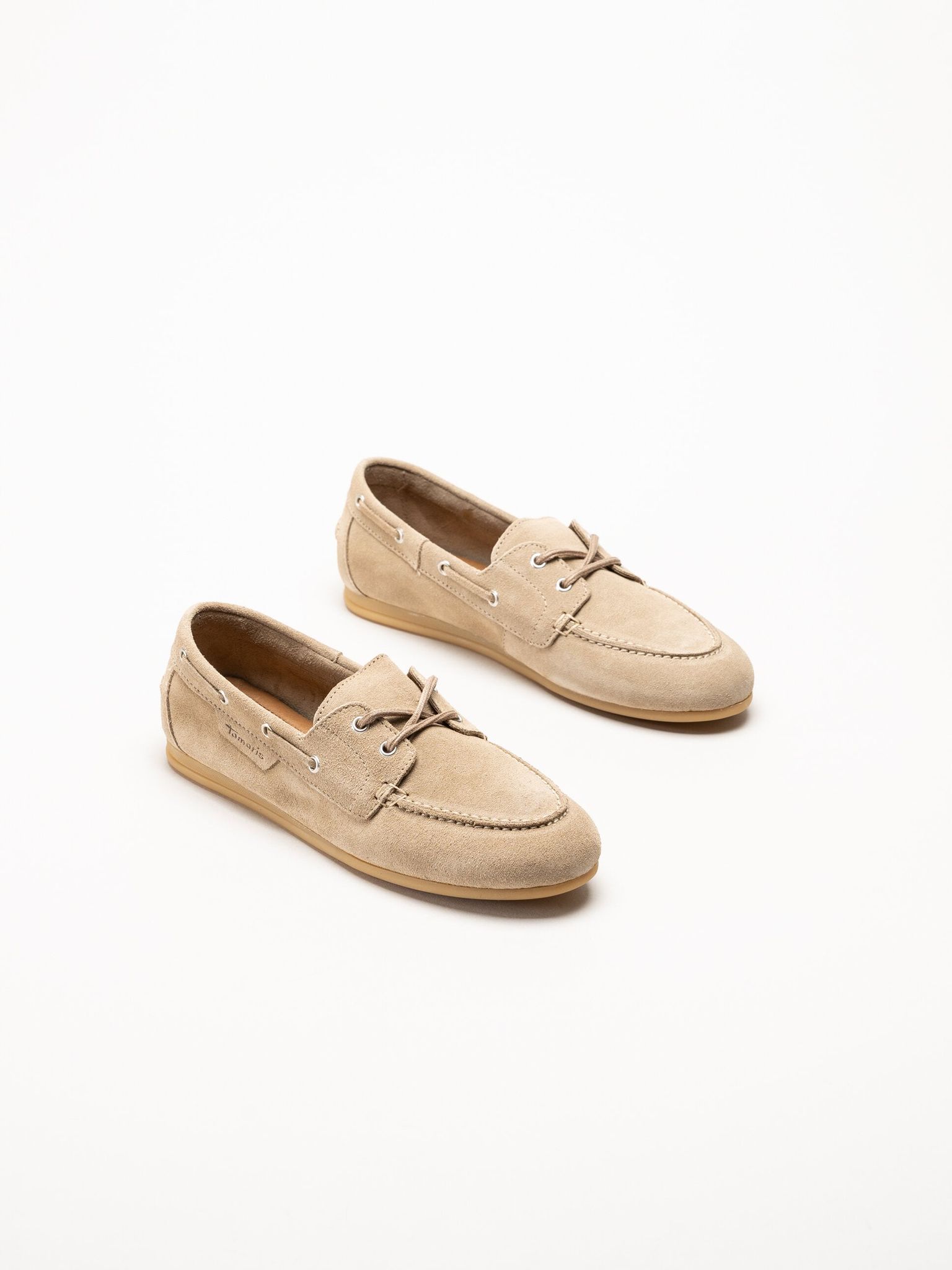 Tamaris - Beige loafers i mocka