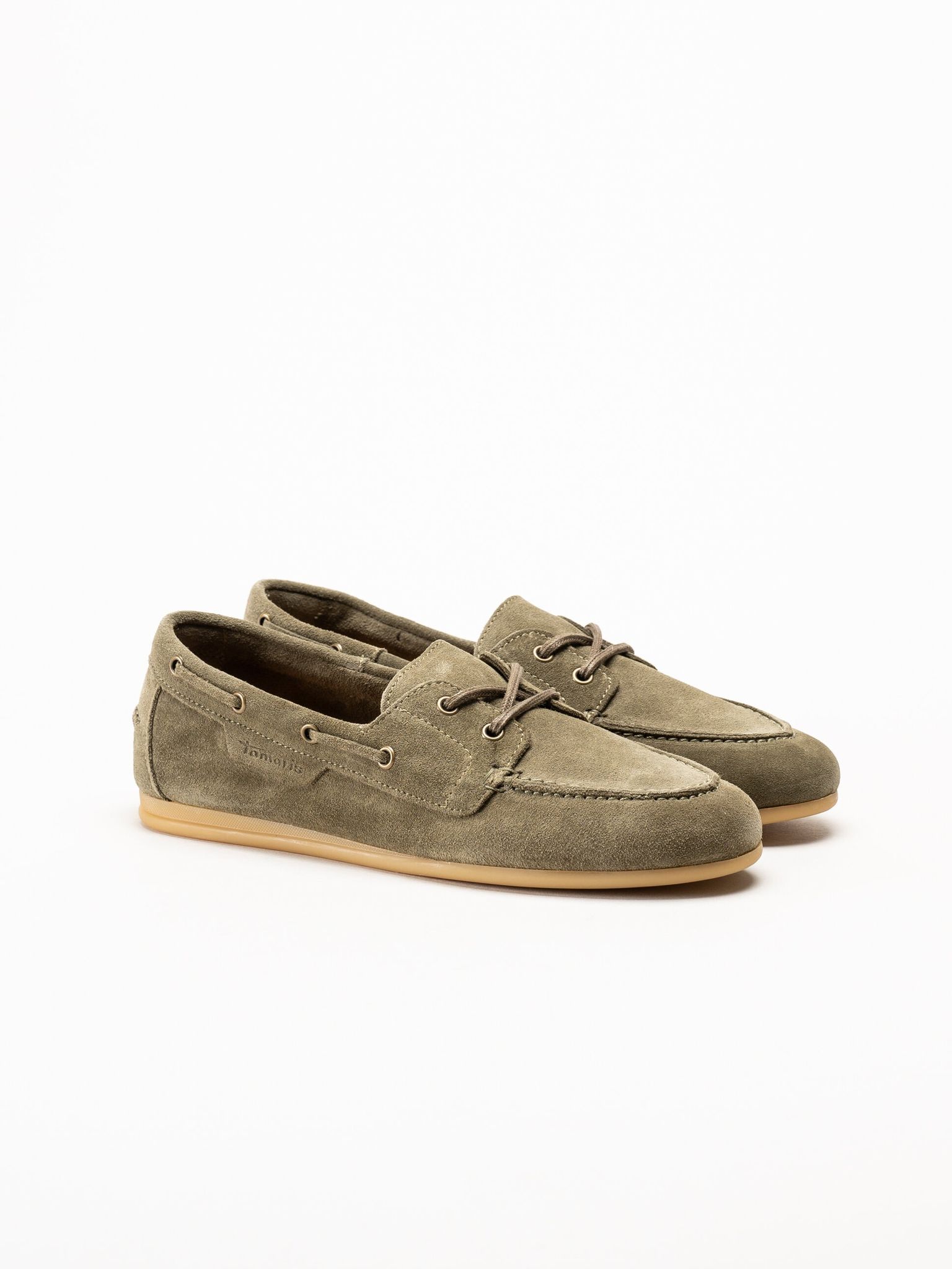 Tamaris - Gröna loafers i mocka
