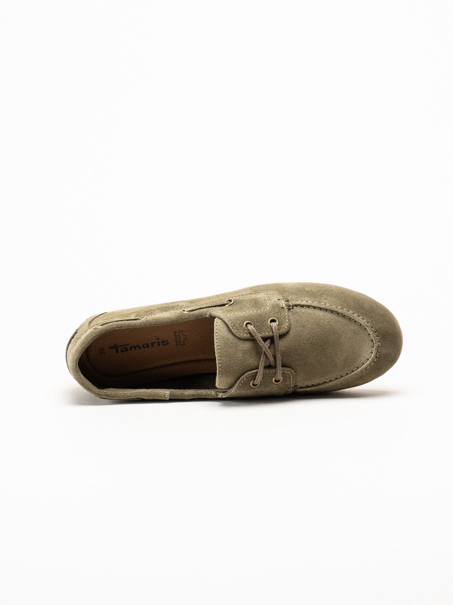 Tamaris - Gröna loafers i mocka
