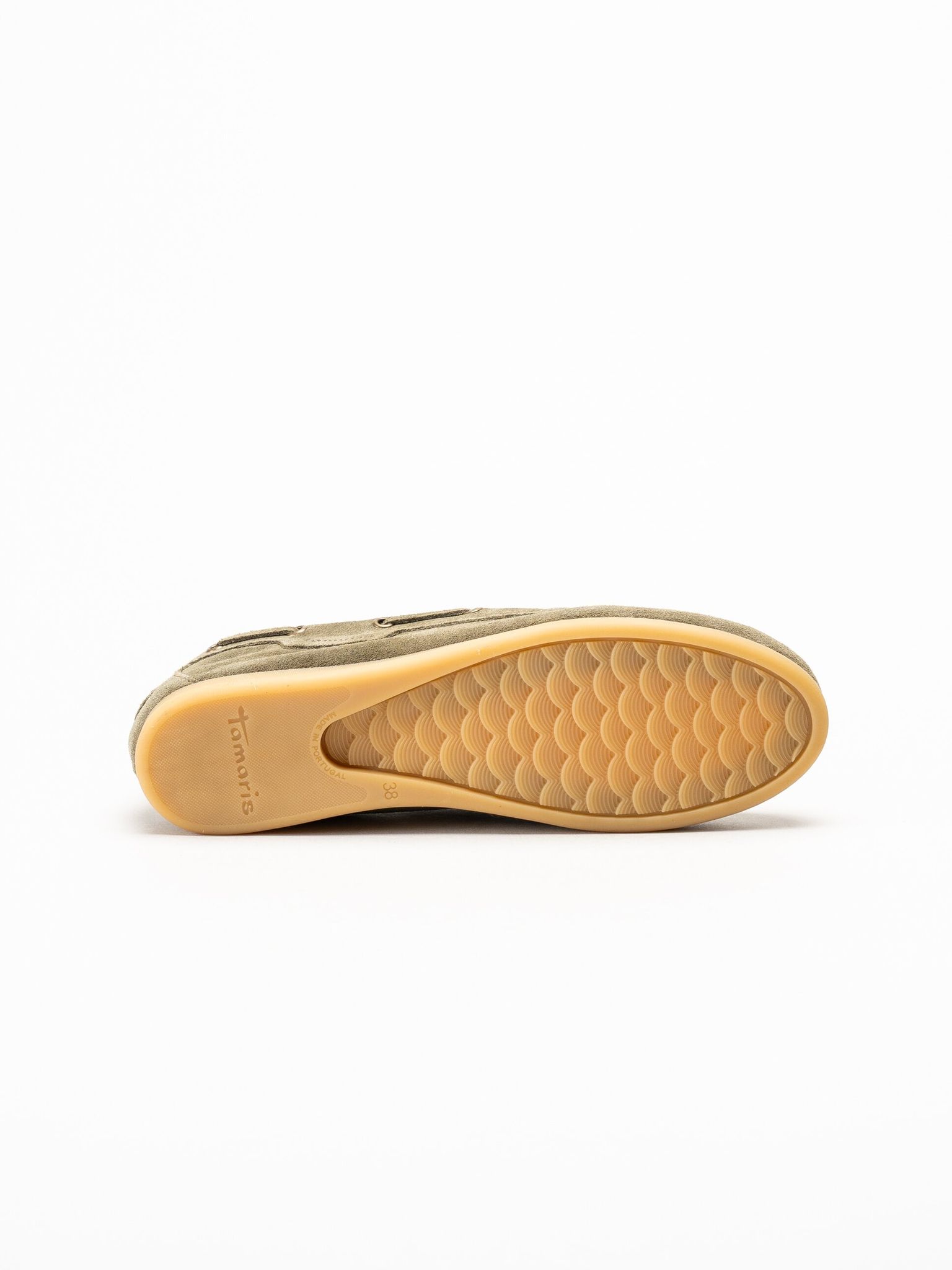 Tamaris - Gröna loafers i mocka