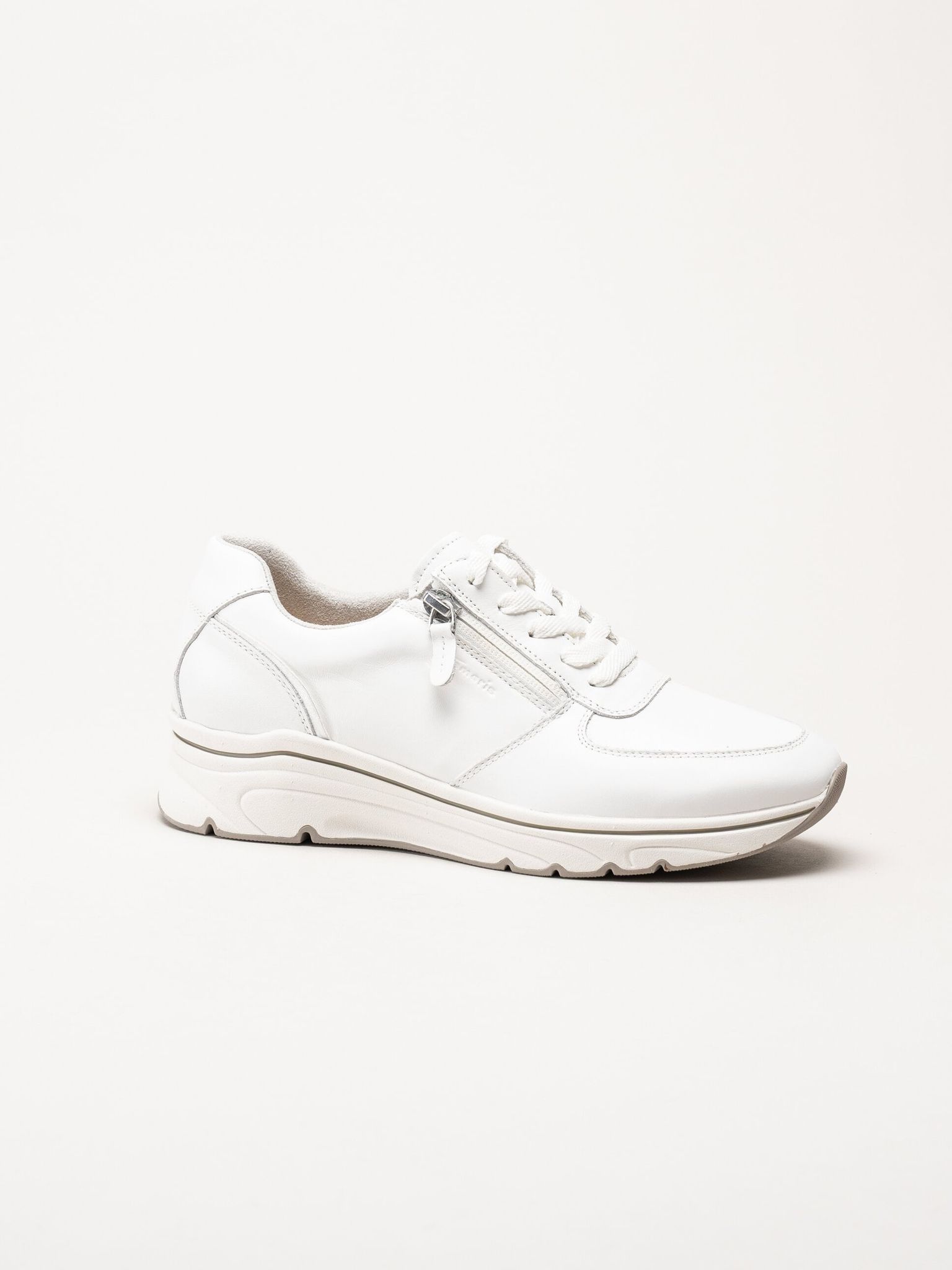 Tamaris - Vita sneakers i skinn