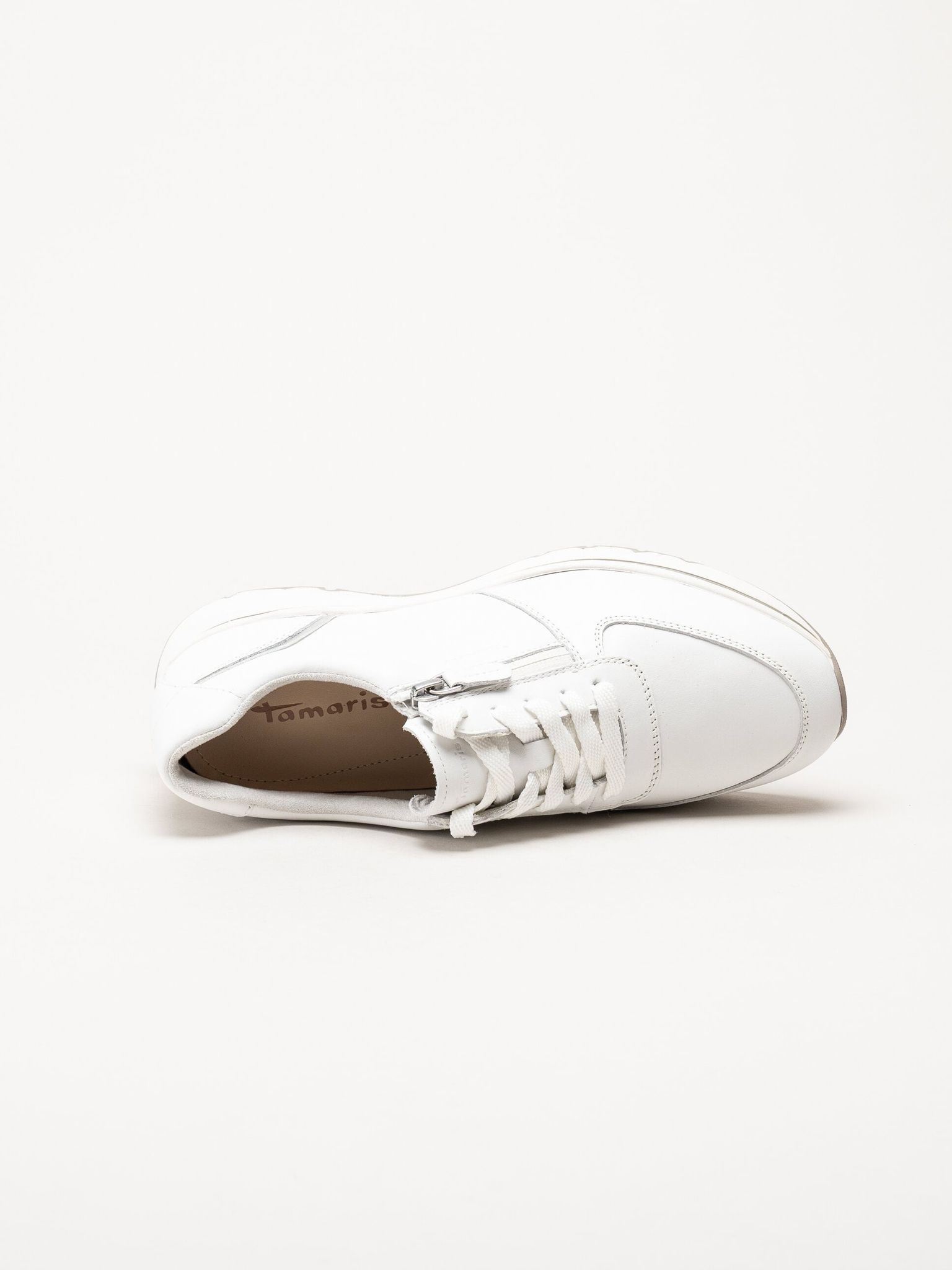 Tamaris - Vita sneakers i skinn