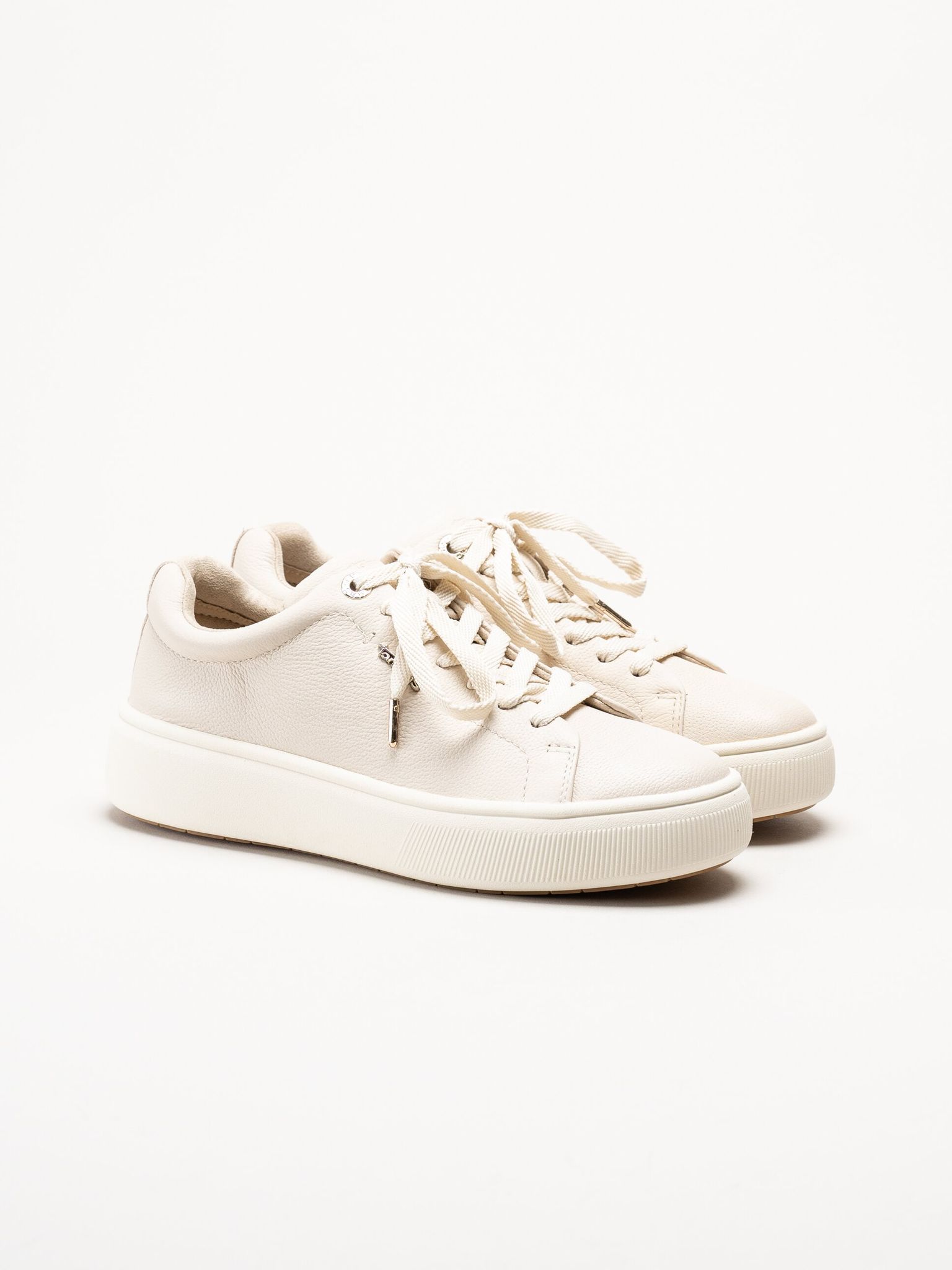 Tamaris - Beige sneakers i skinn