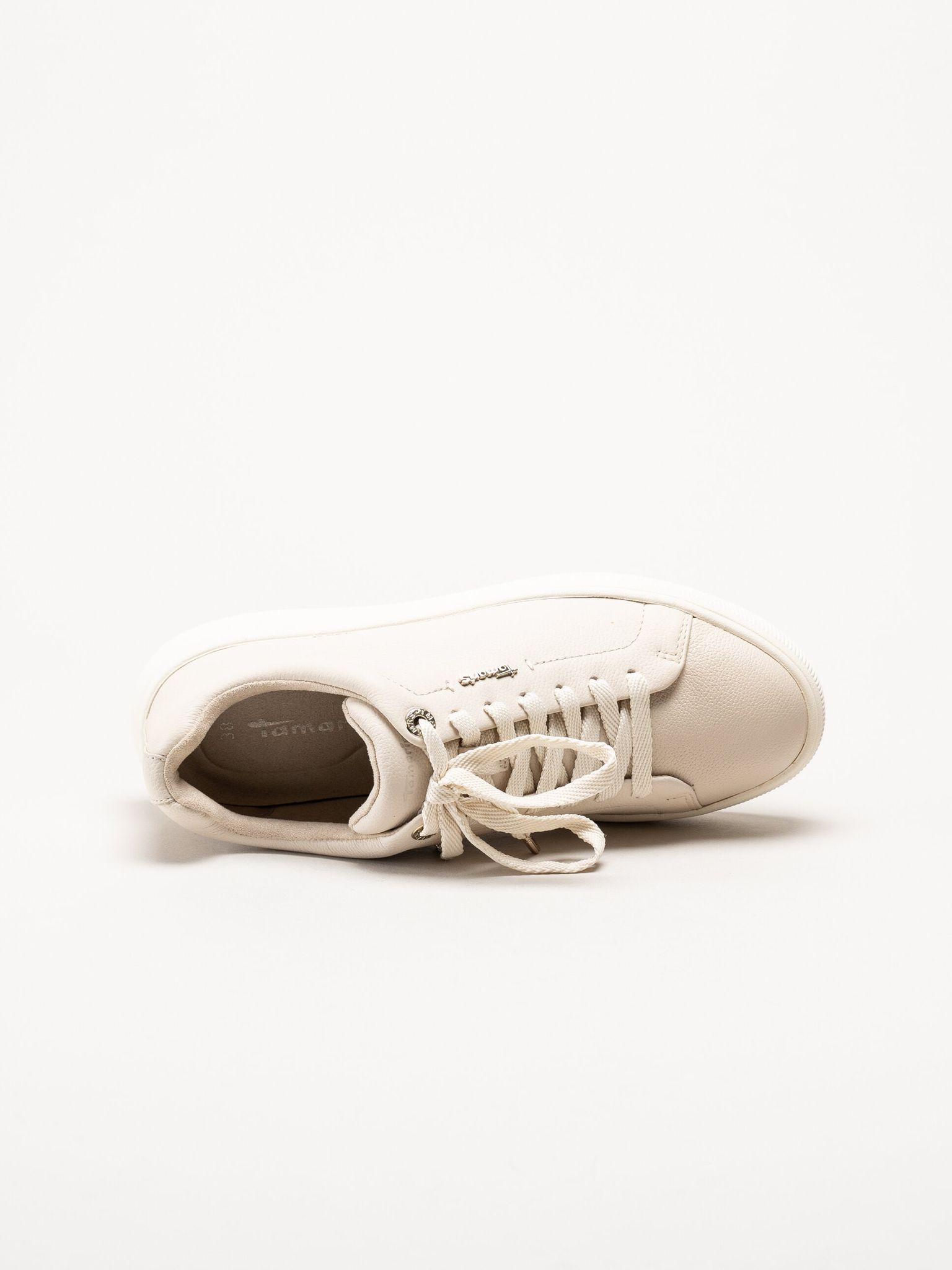 Tamaris - Beige sneakers i skinn