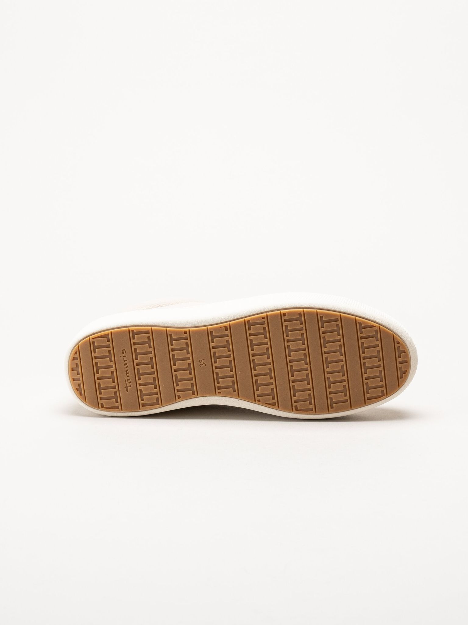 Tamaris - Beige sneakers i skinn