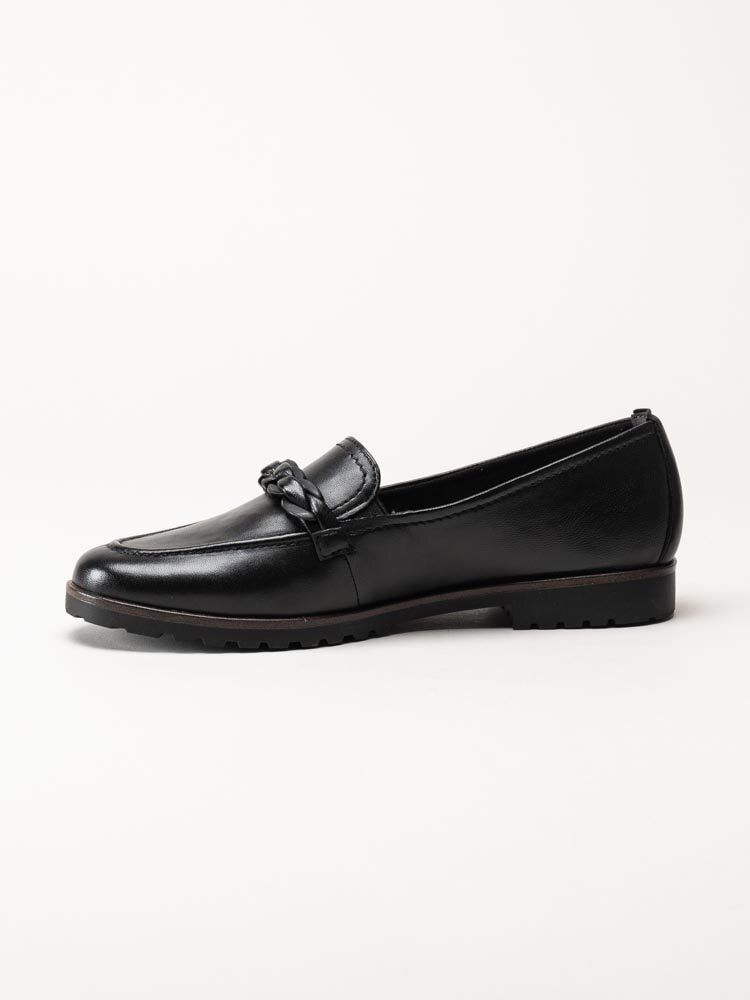 Tamaris - Svarta pennyloafers i skinn