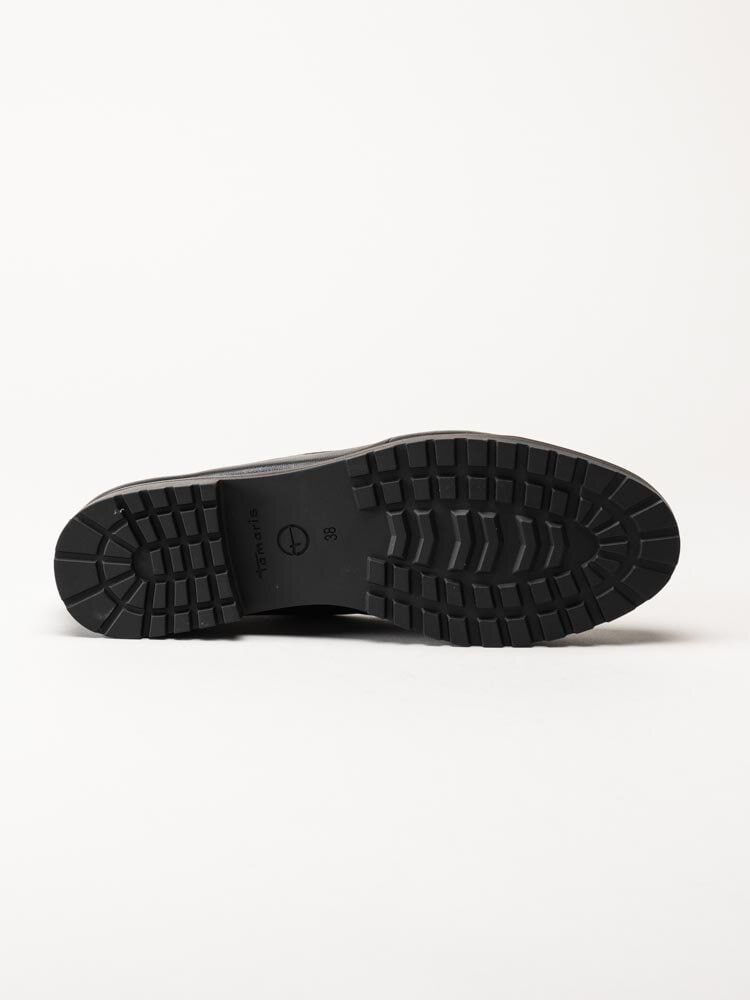 Tamaris - Svarta pennyloafers i skinn