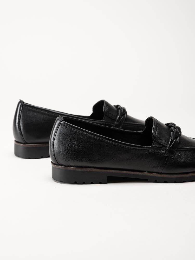 Tamaris - Svarta pennyloafers i skinn