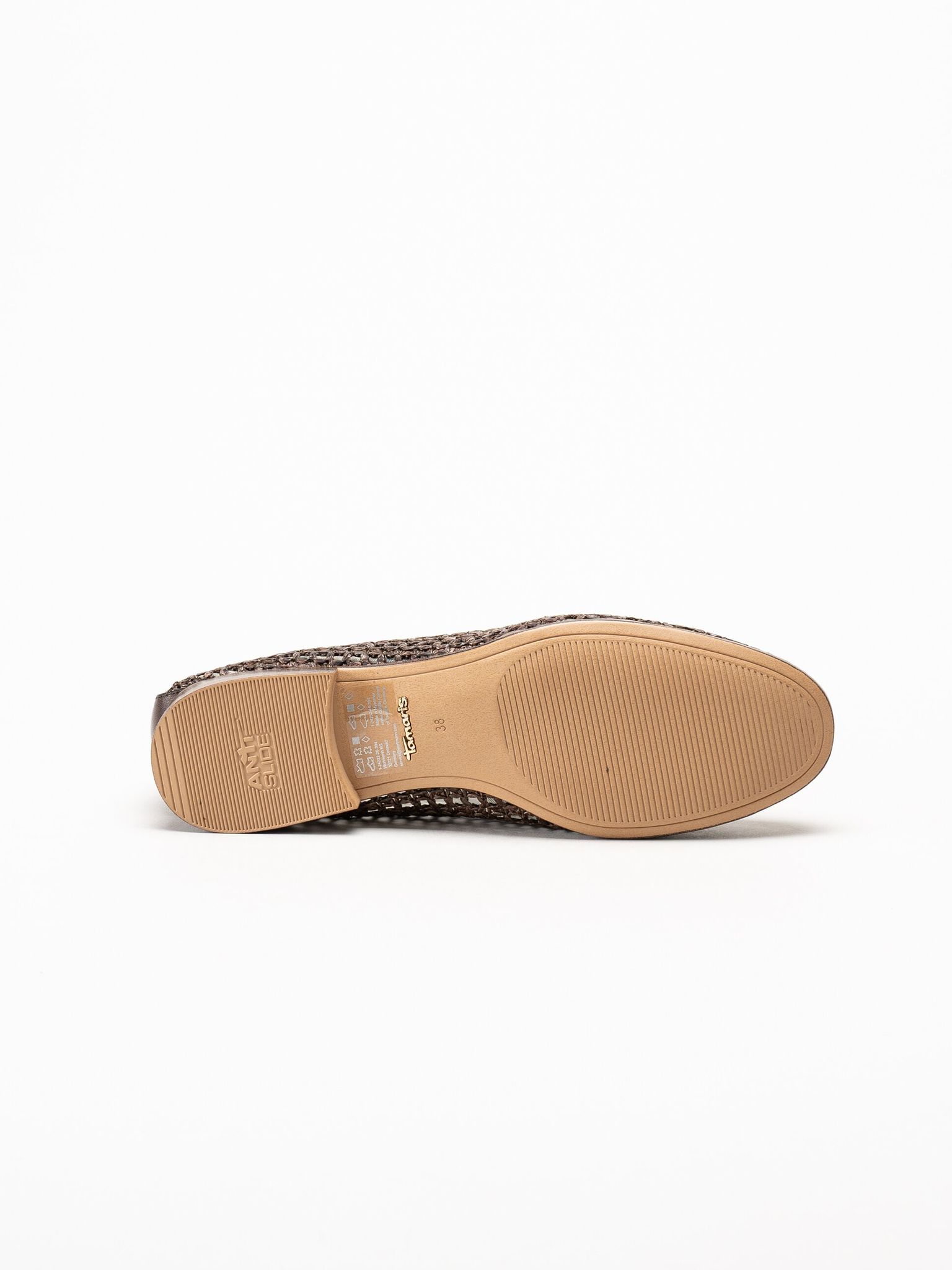 Tamaris - Mörkbruna loafers i skinn