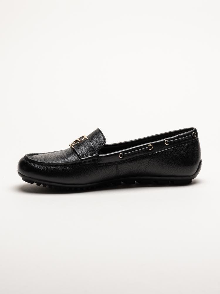 Tamaris - Svarta loafers i skinn