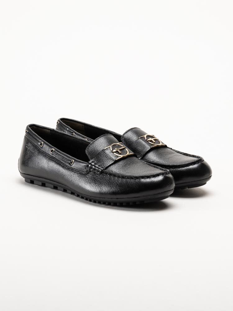 Tamaris - Svarta loafers i skinn