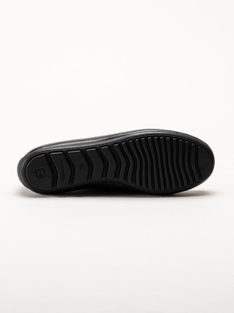 Tamaris - Svarta loafers i skinn