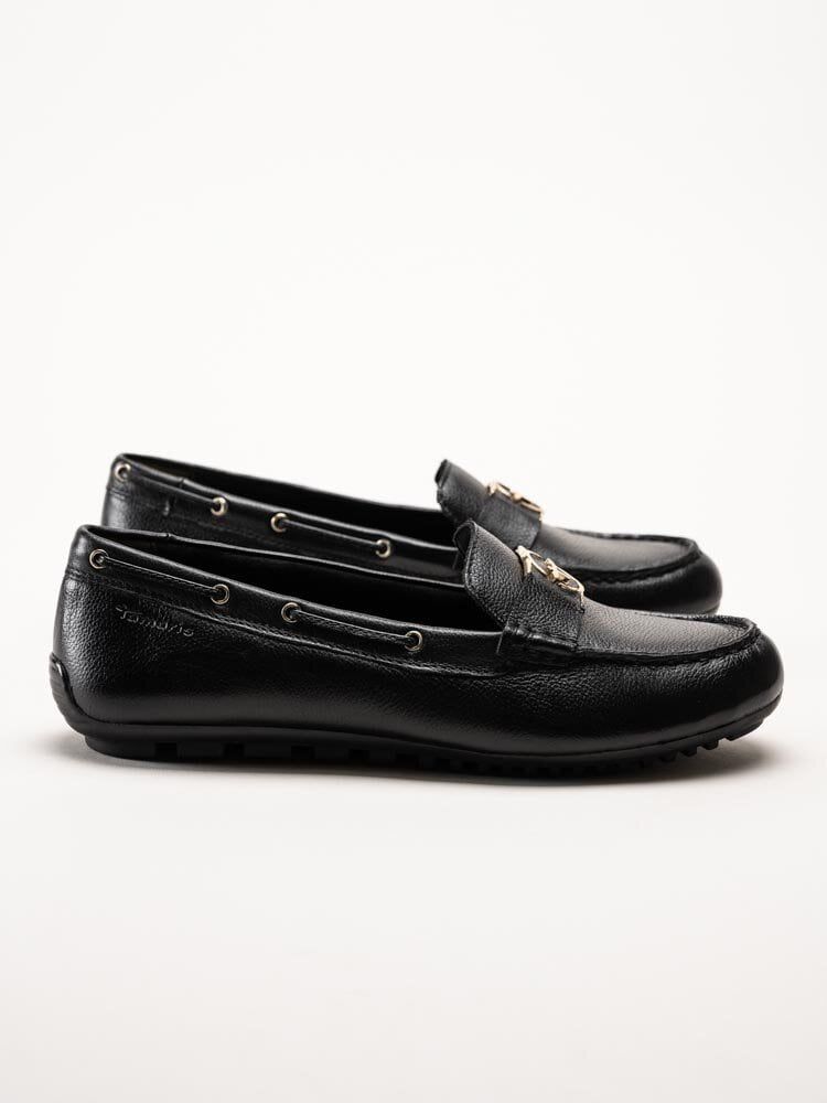 Tamaris - Svarta loafers i skinn