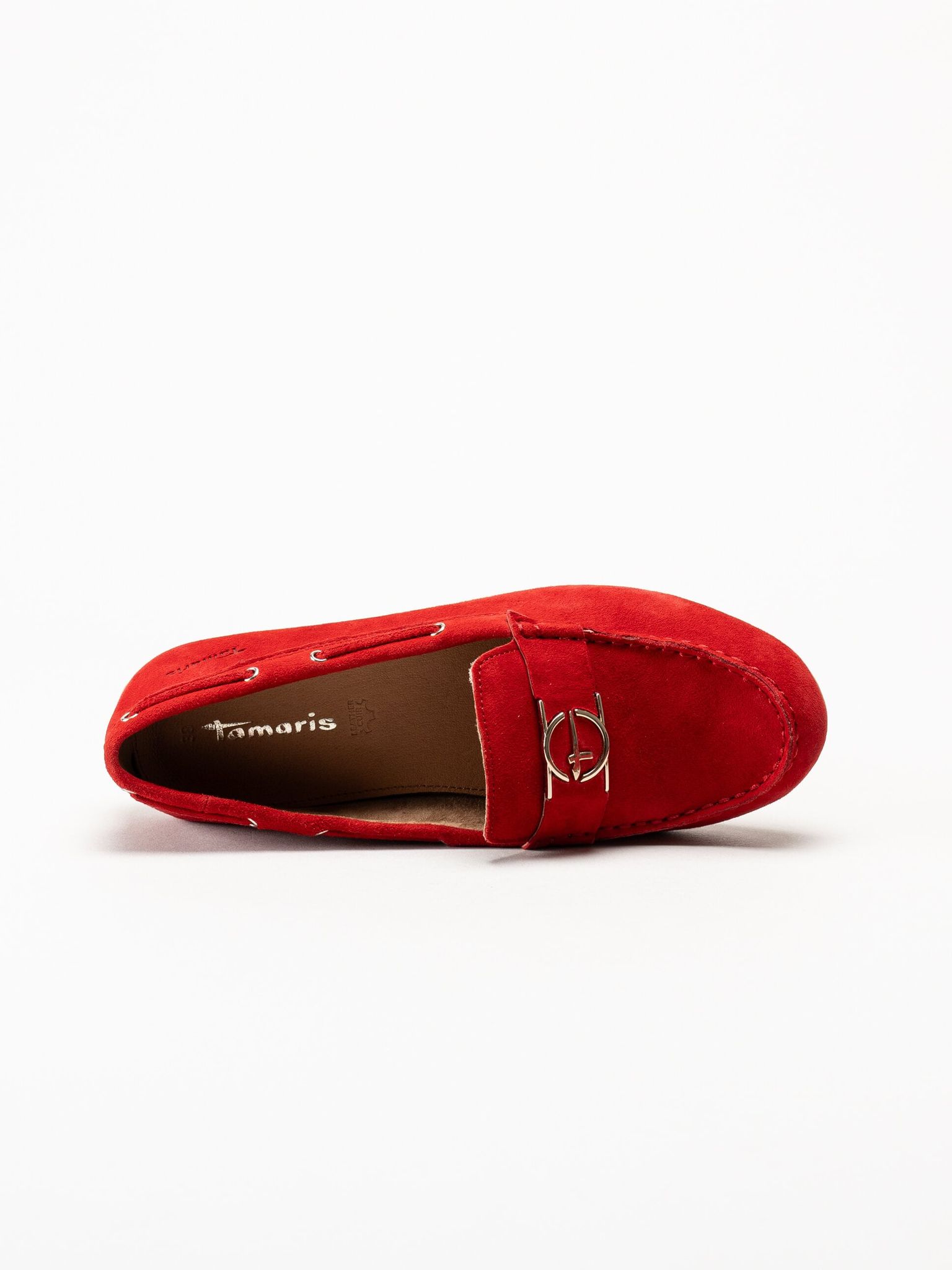Tamaris - Röda loafers i mocka