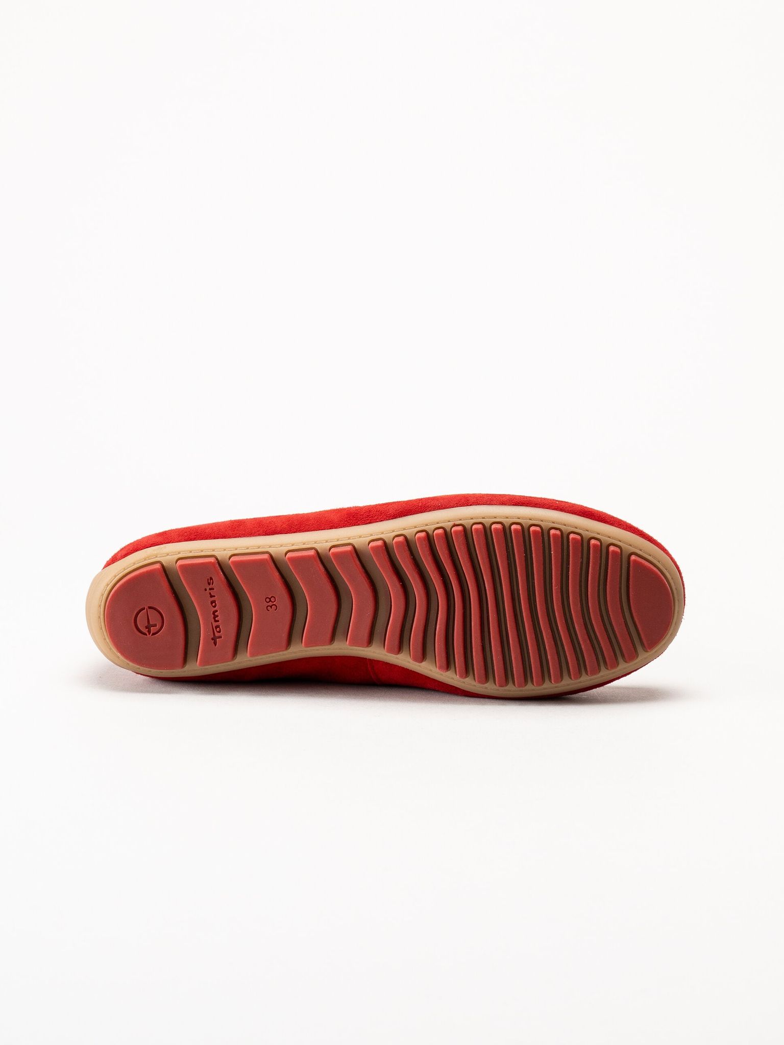 Tamaris - Röda loafers i mocka