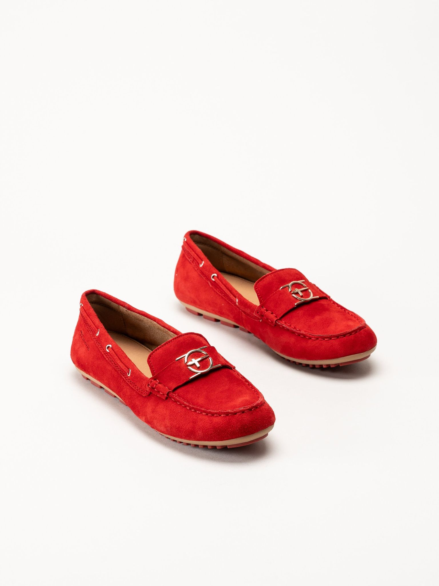 Tamaris - Röda loafers i mocka