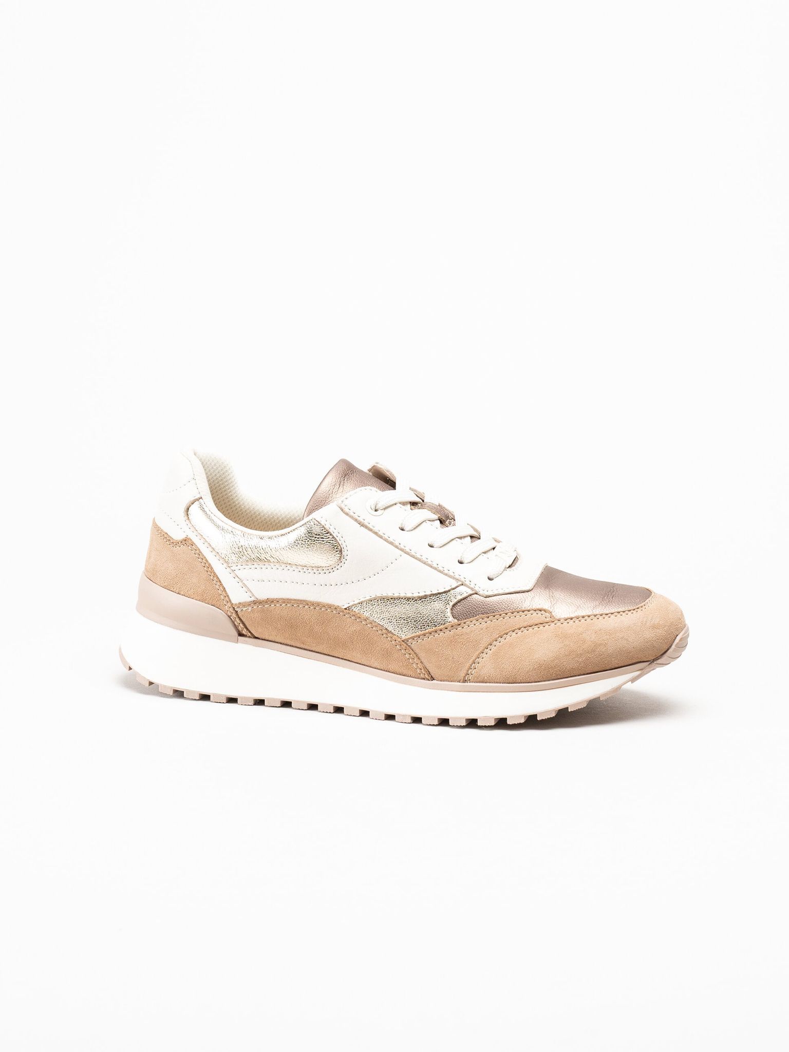 Caprice - Beige sneakers i skinn