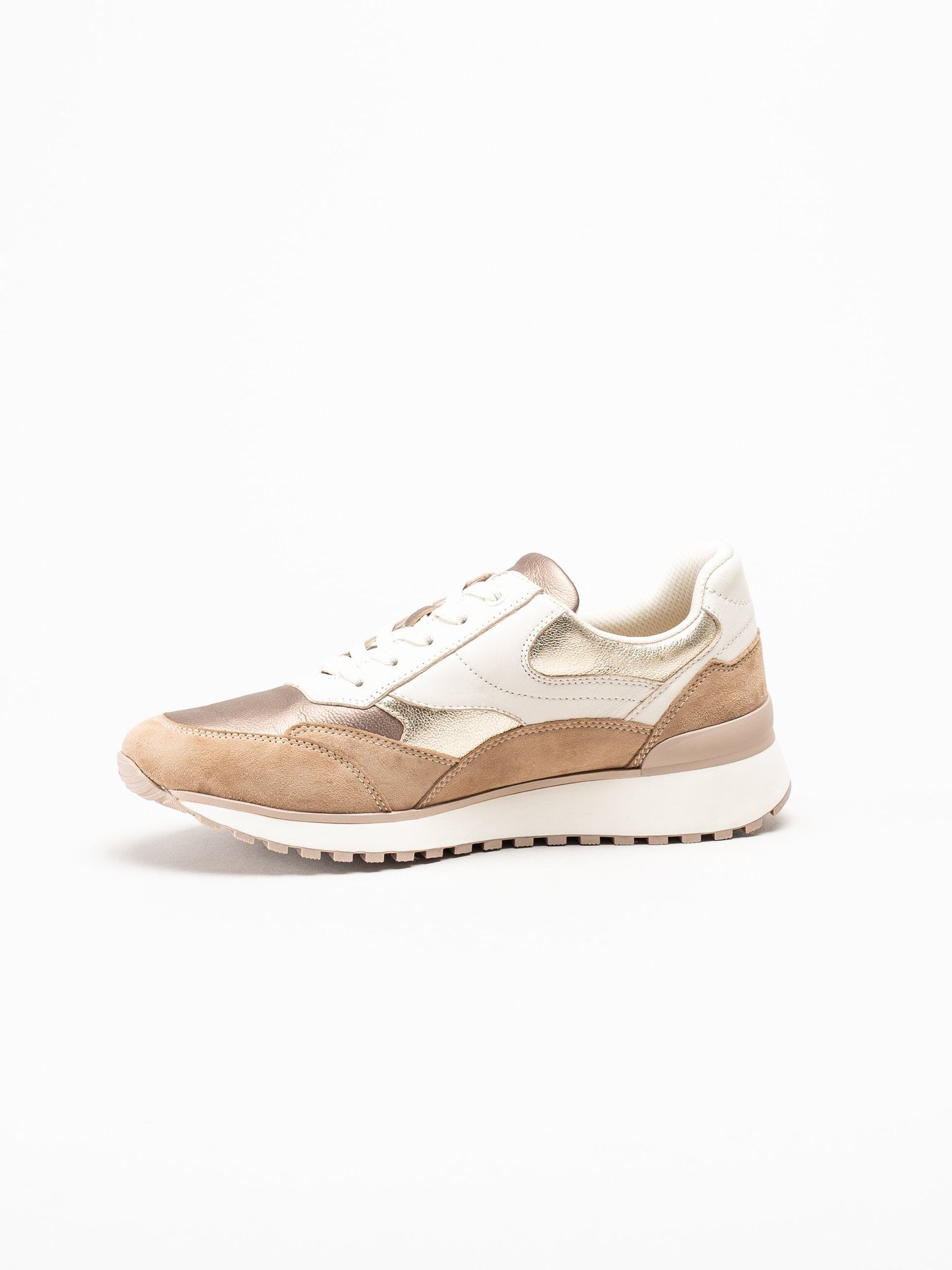 Caprice - Beige sneakers i skinn