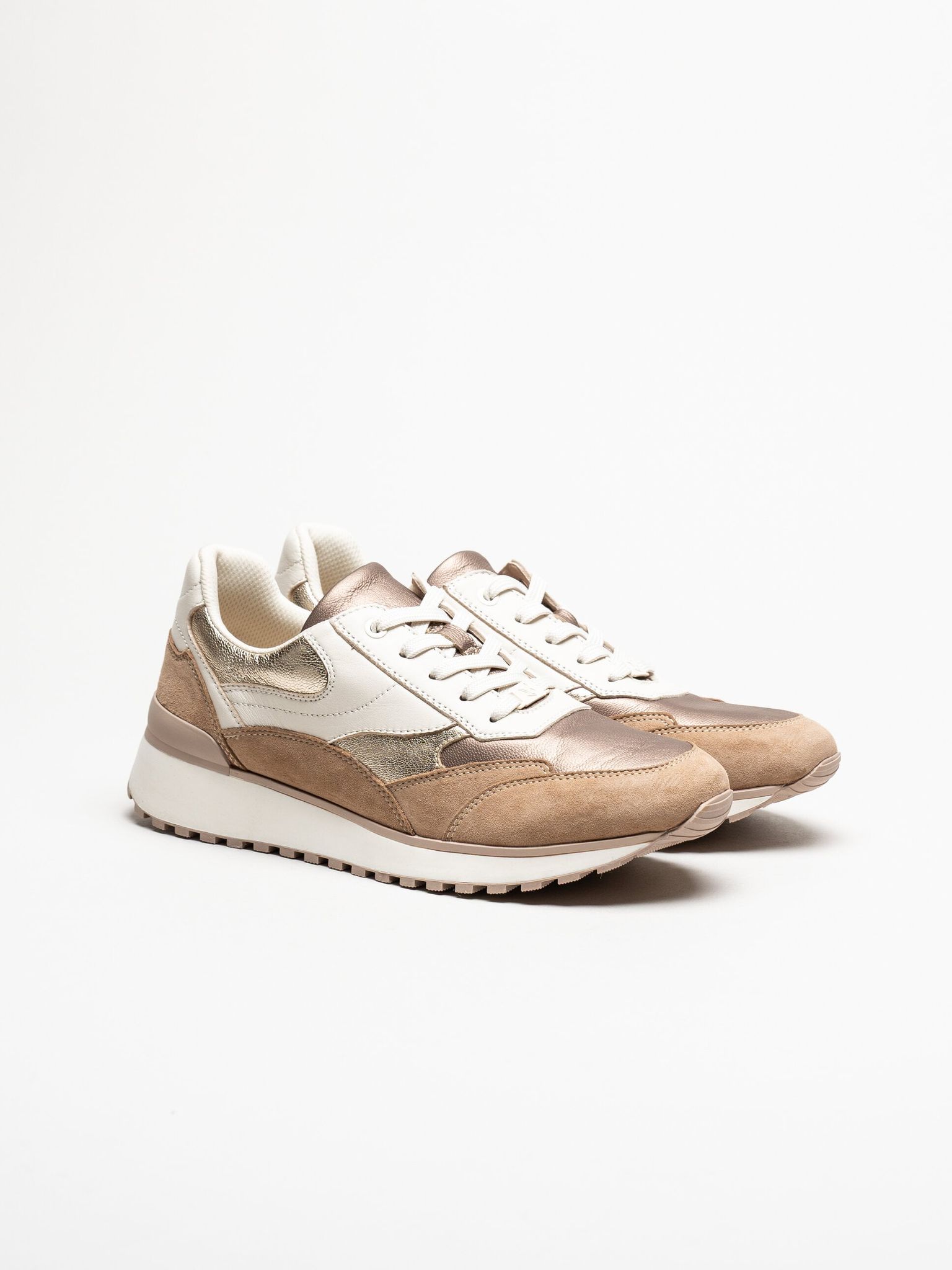 Caprice - Beige sneakers i skinn