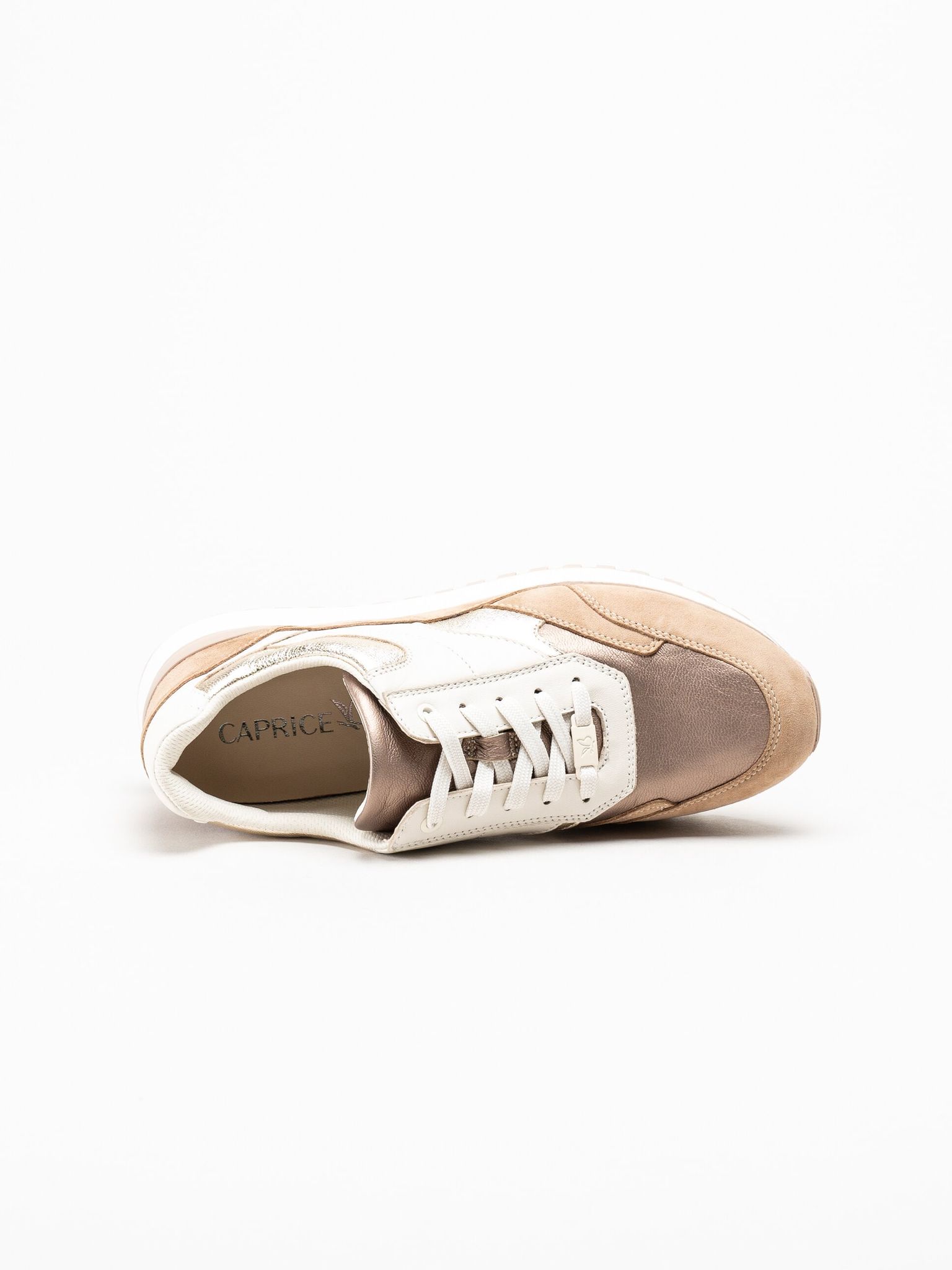 Caprice - Beige sneakers i skinn