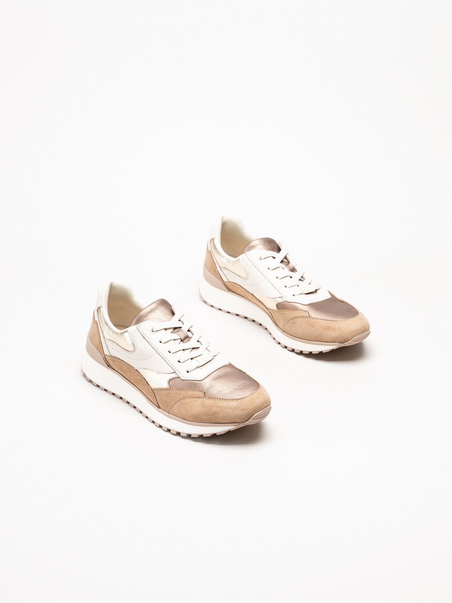 Caprice - Beige sneakers i skinn