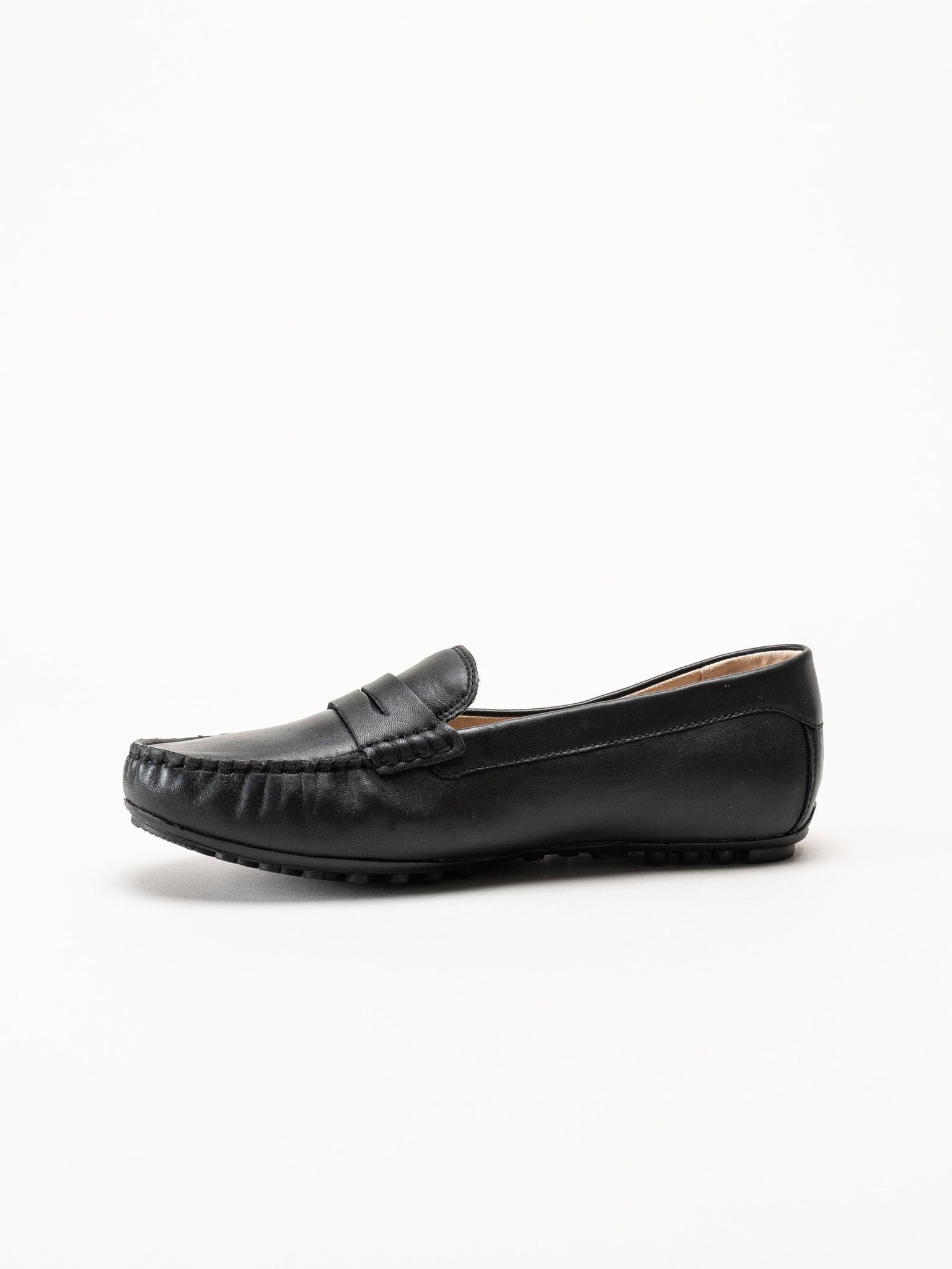 Caprice - Svarta loafers i skinn