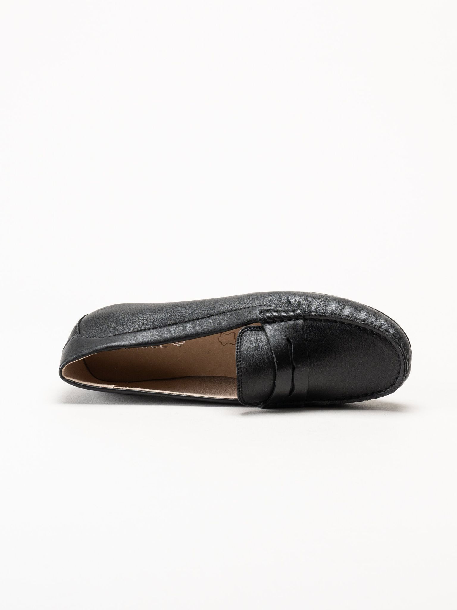Caprice - Svarta loafers i skinn