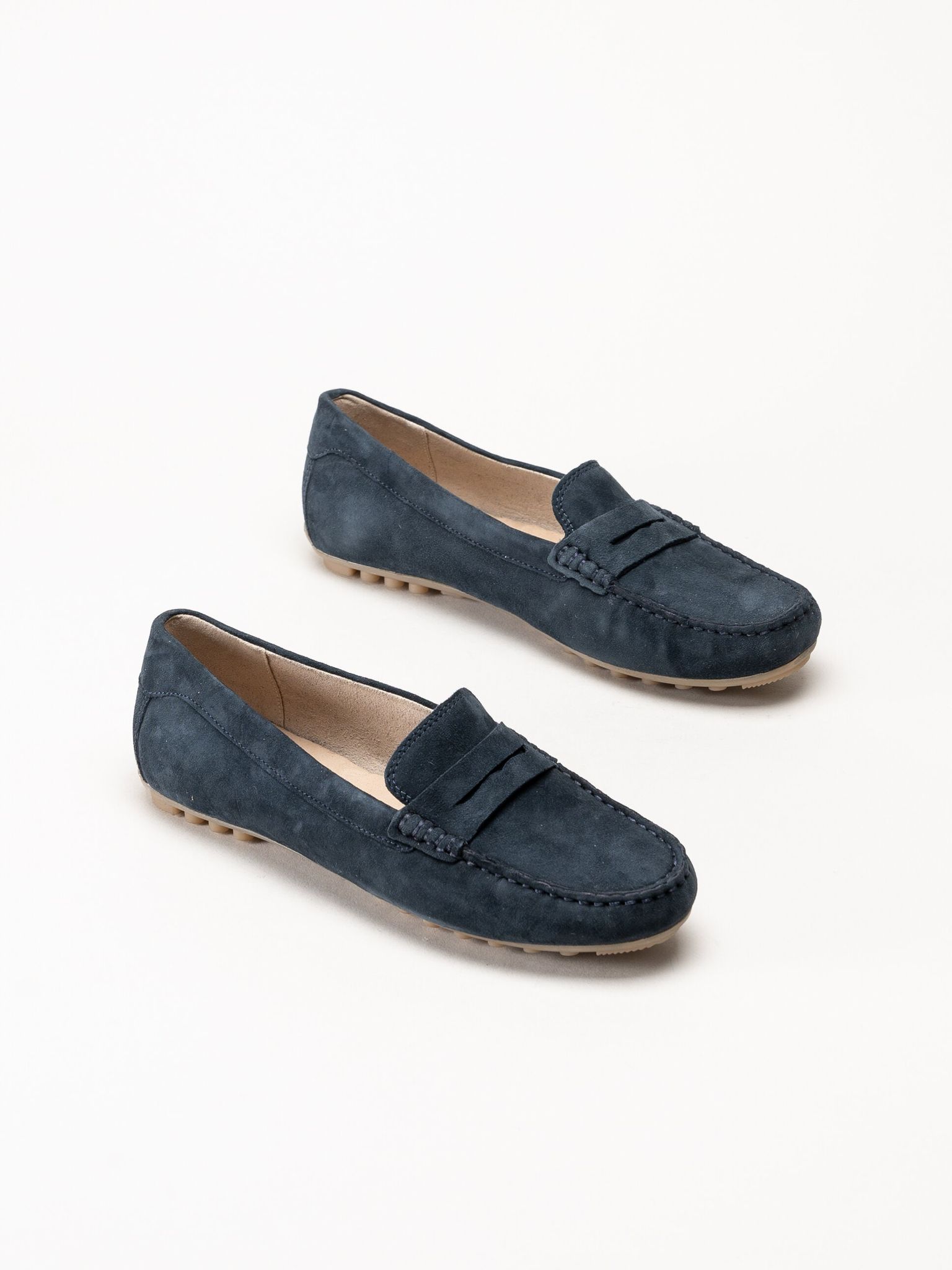 Caprice - Mörkblå loafers i mocka