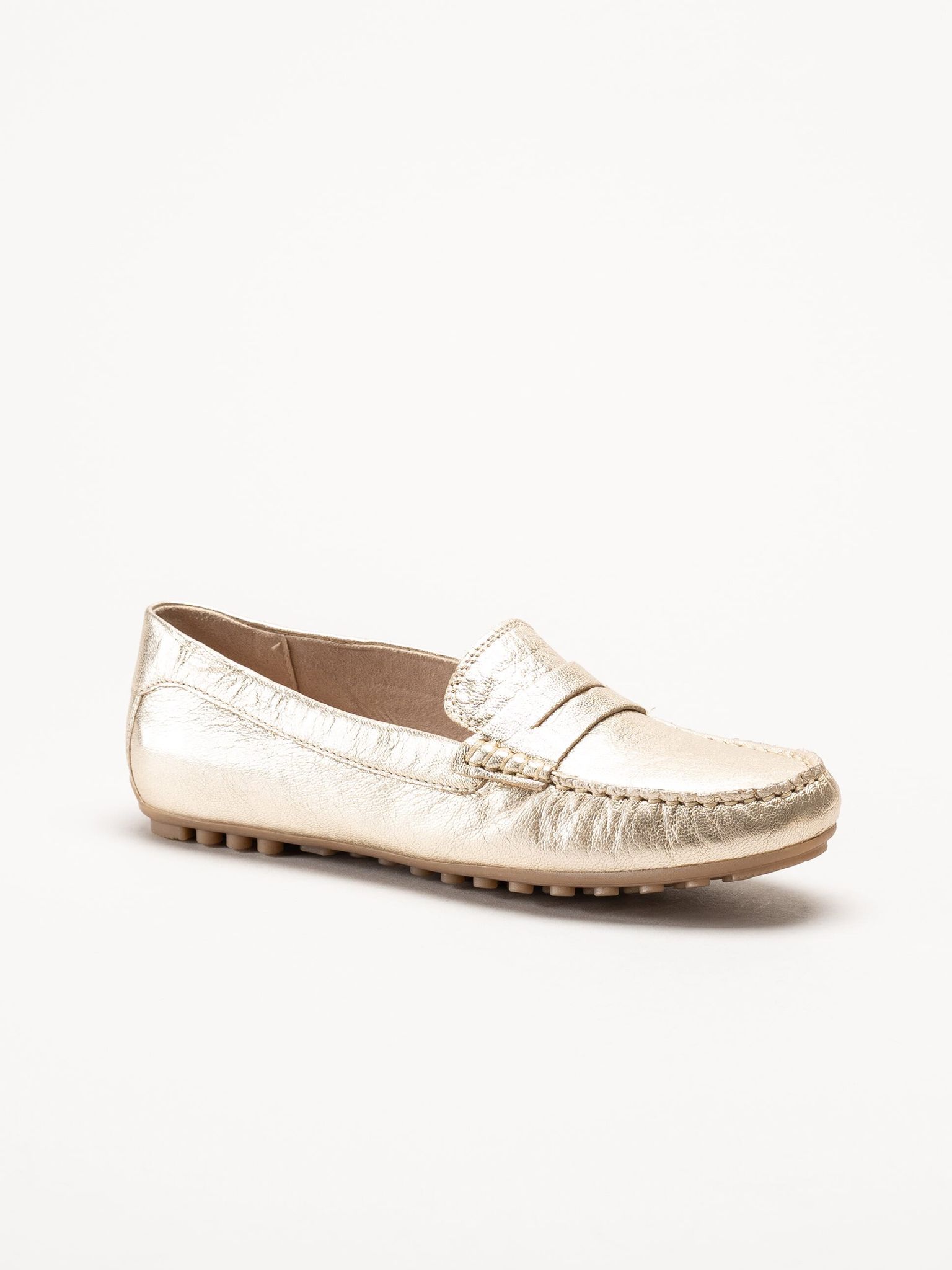 Caprice - Guldiga loafers i skinn