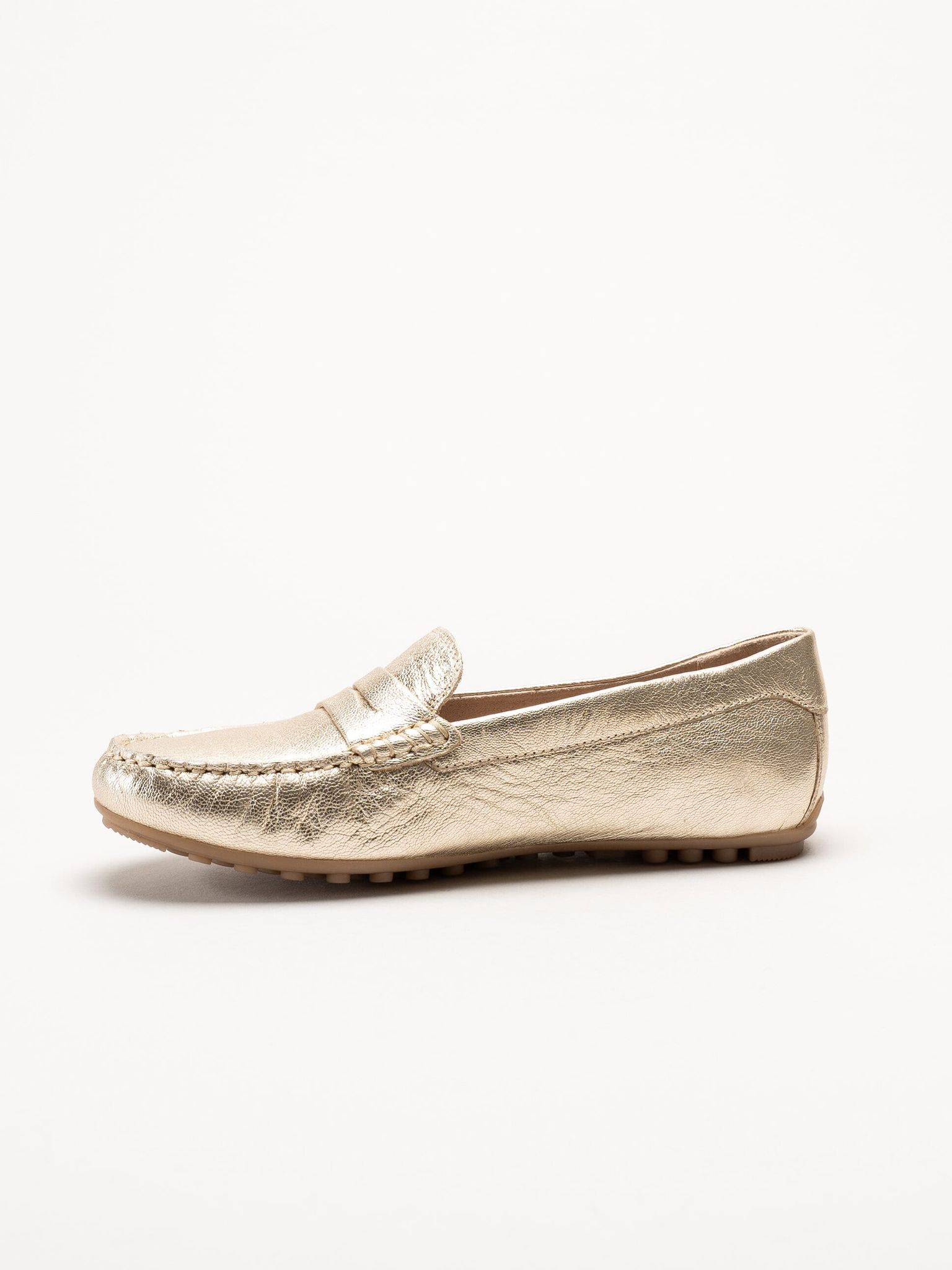 Caprice - Guldiga loafers i skinn